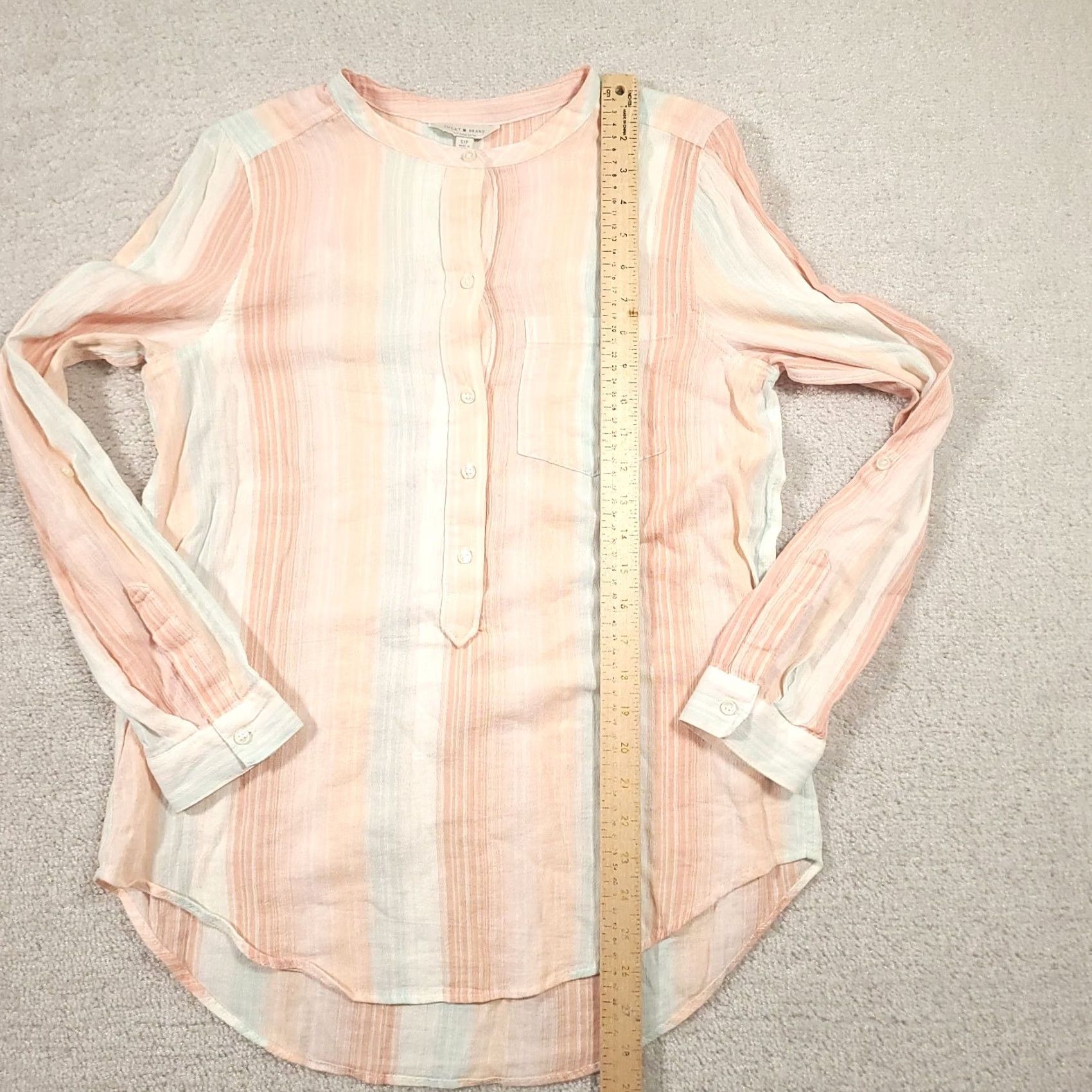 Lucky Brand Lucky Brand Popover Top Striped Roll Tab Long Sleeve Beachy Small Henley Shirt Women XS- Regular? Size S / US 4 / IT 40 - 5 Thumbnail