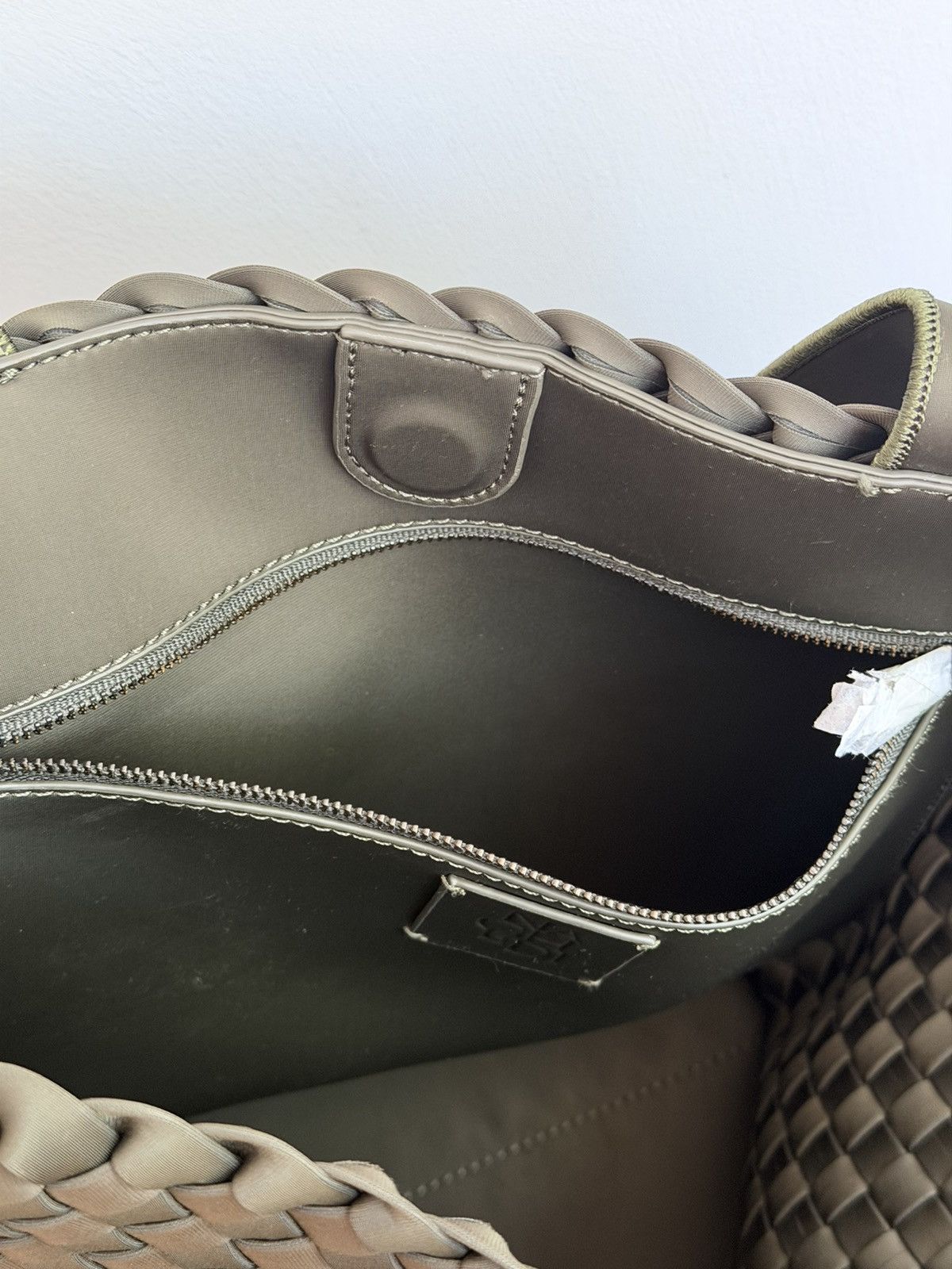 Naghedi Olive Woven Shopper Tote Bag