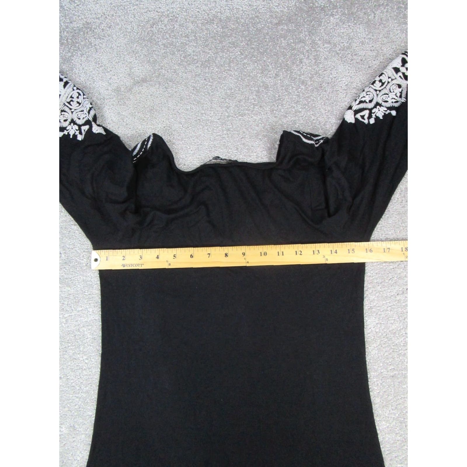 Vintage VINTAGE Courage.b Dress Womens Short Sleeve V-Neck Pullover Embroidered Geometric Casual Black White 2010s Ladies Size L / US 10 / IT 46 - 5 Thumbnail