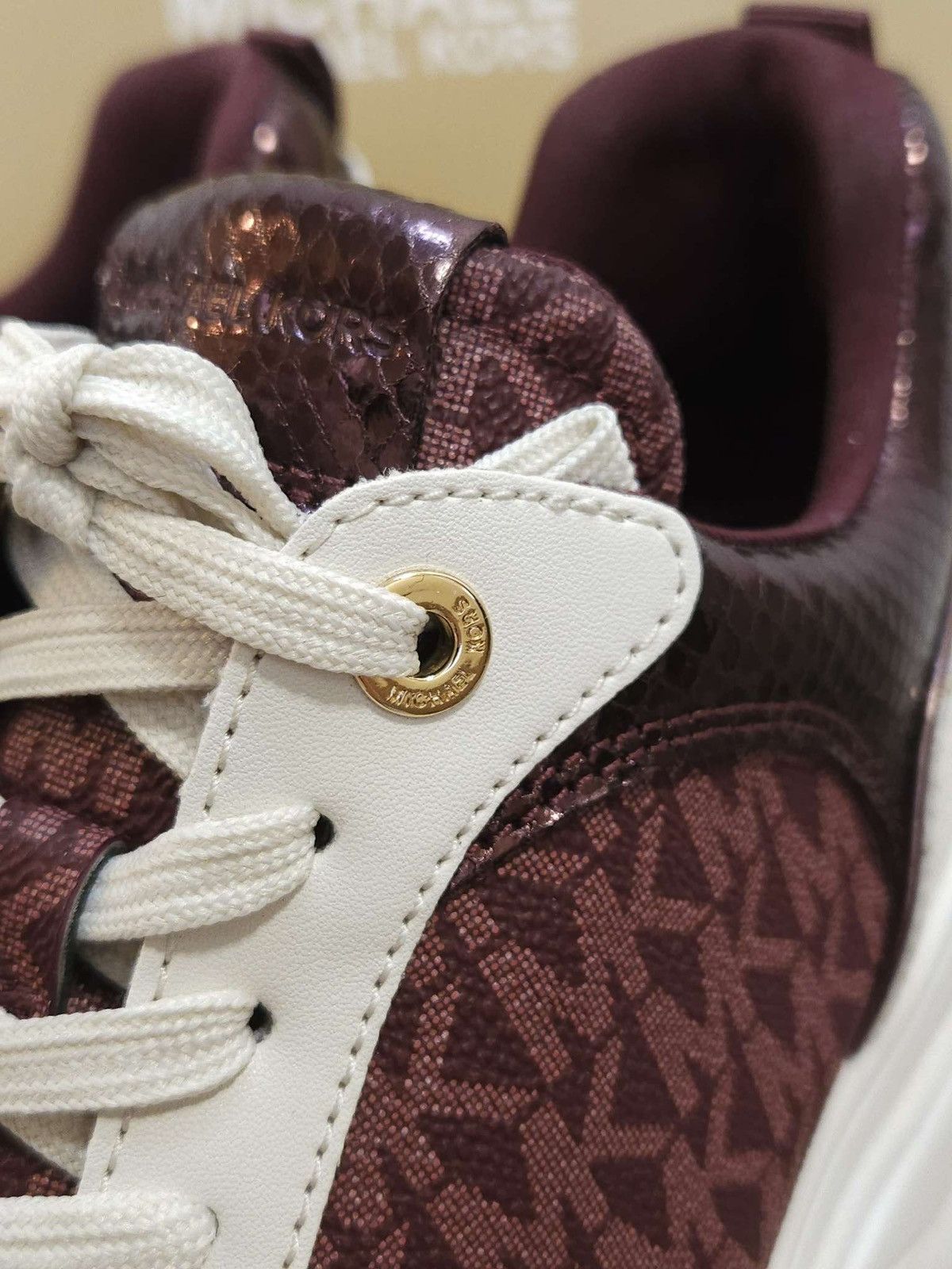 Michael Kors Katrina Signature Logo & Metallic Lizard Embossed Trainer MK Size US 7 / IT 37 - 12 Thumbnail