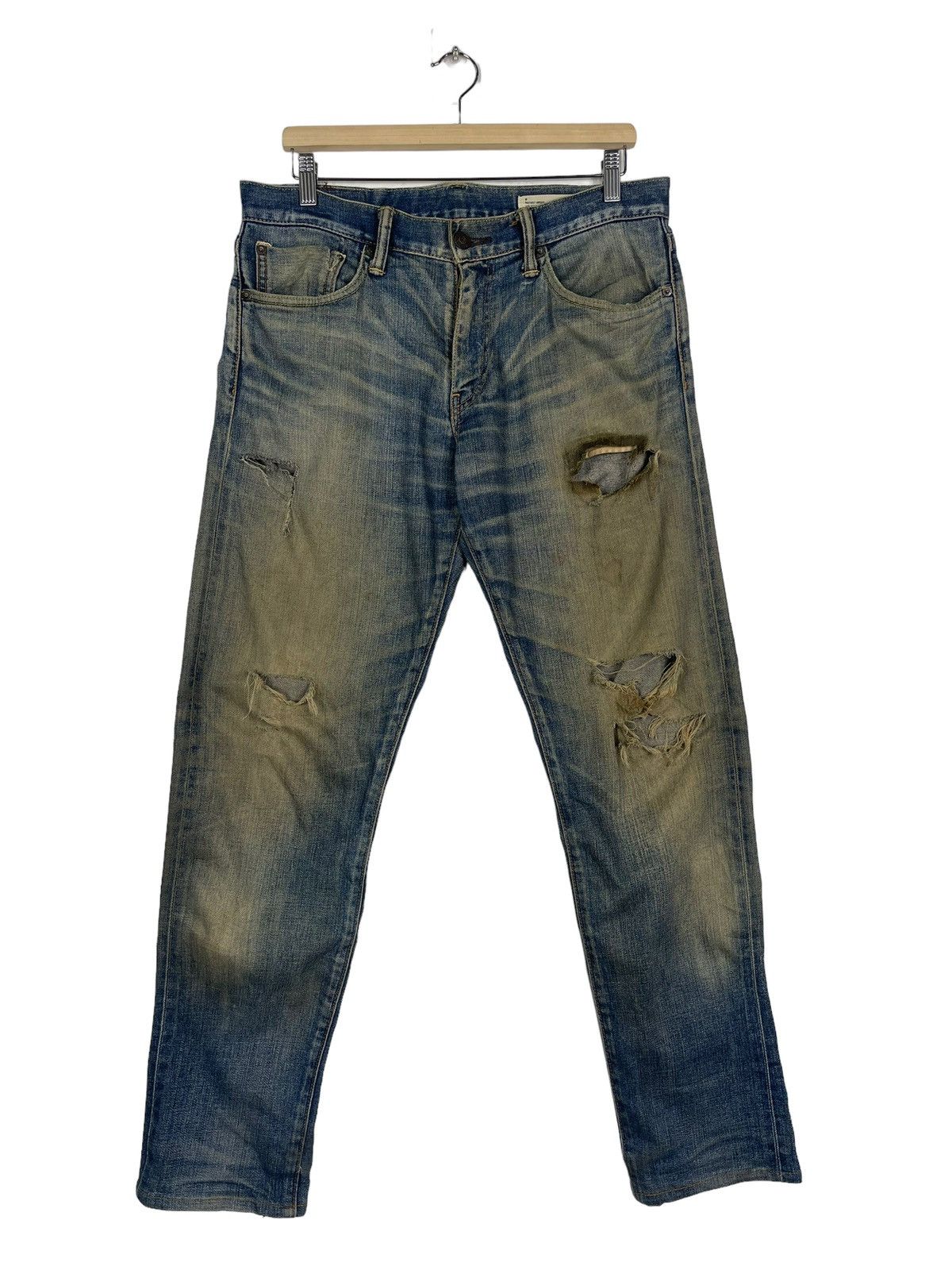 Levi's LEVIS 511 SELVEDGE DISTRESSED ZIPPER FLY DENIM JEANS Size US 35 - 1 Thumbnail