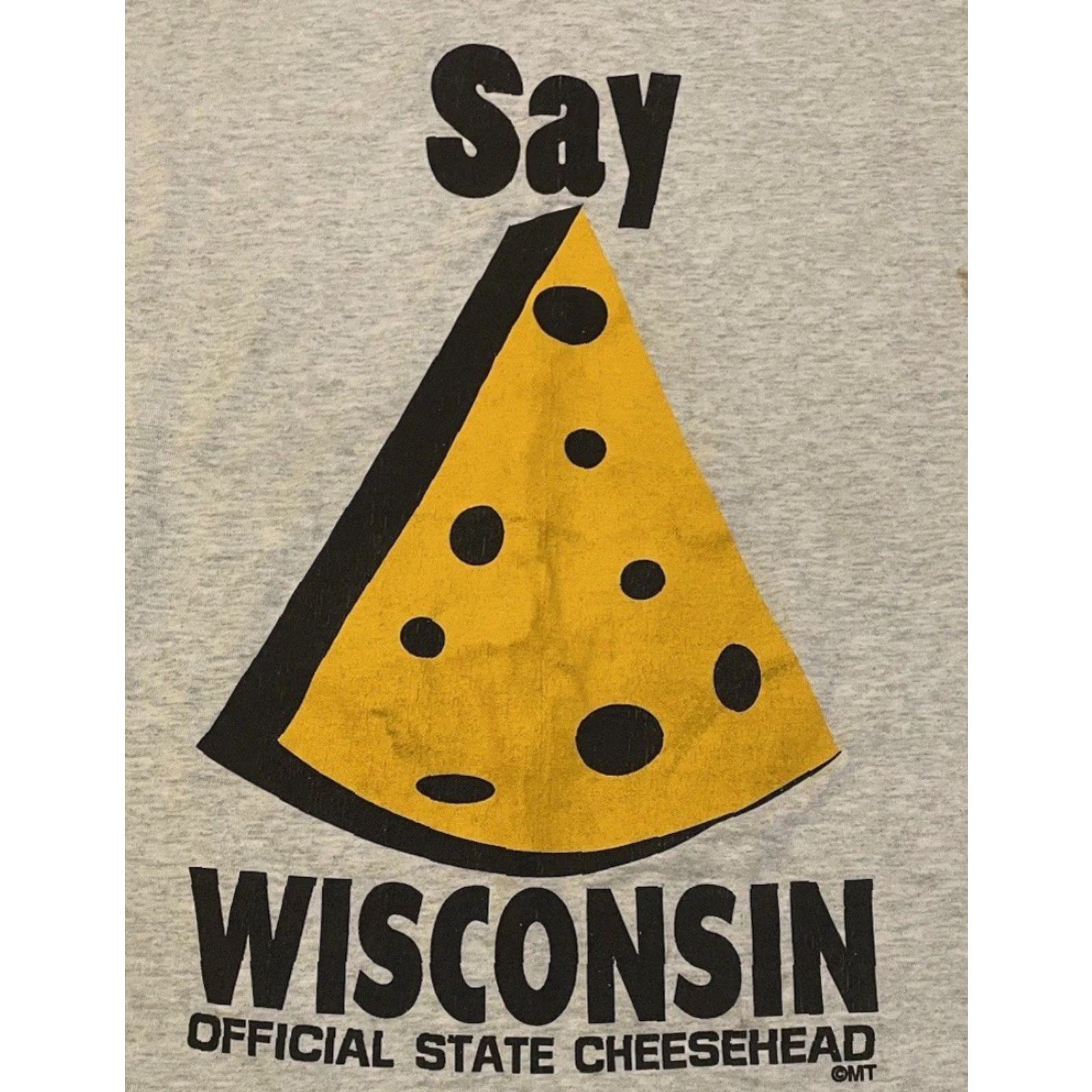 Vintage VINTAGE Wisconsin Cheese Head Distressed Shirt L Gray 90s College Grunge Funny Joke T-Shirt Mens Size US L / EU 52-54 / 3 - 2 Thumbnail
