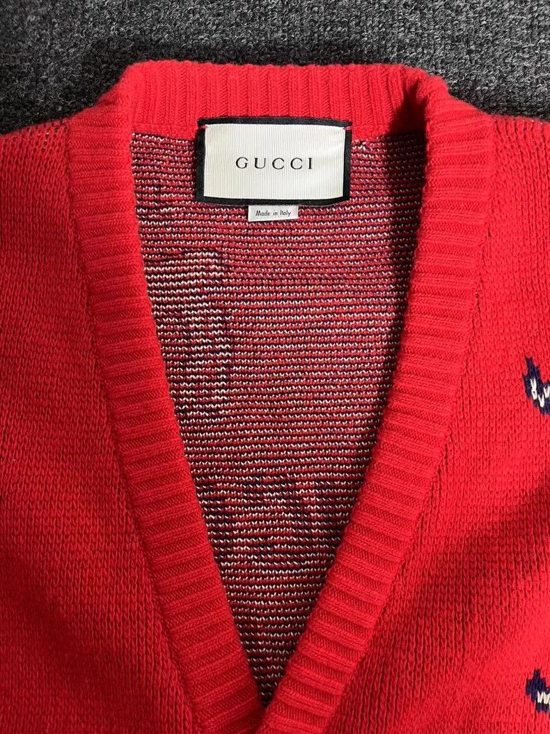 Gucci Gucci Red wool zoo knitted cardigan coat Size M / US 6-8 / IT 42-44 - 3 Thumbnail