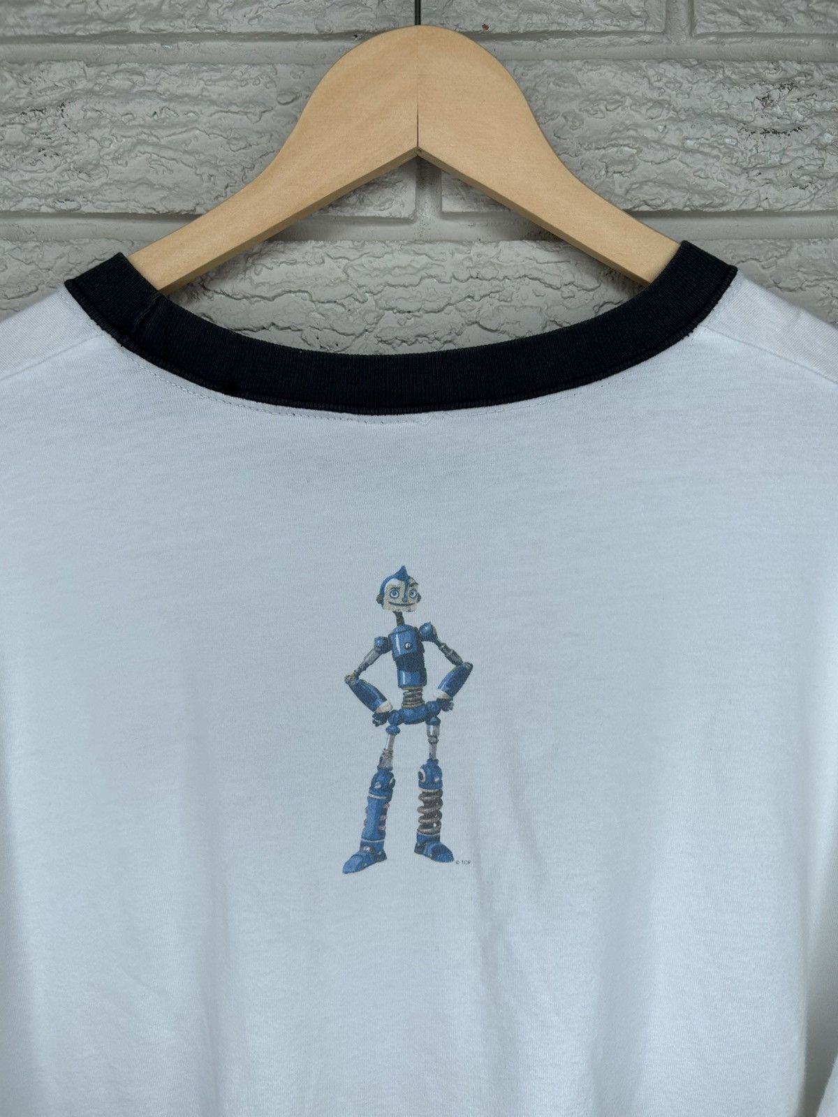 Vintage Vintage Robots Movie Robin Williams Promo Ringer T Shirt Size US XL / EU 56 / 4 - 6 Thumbnail