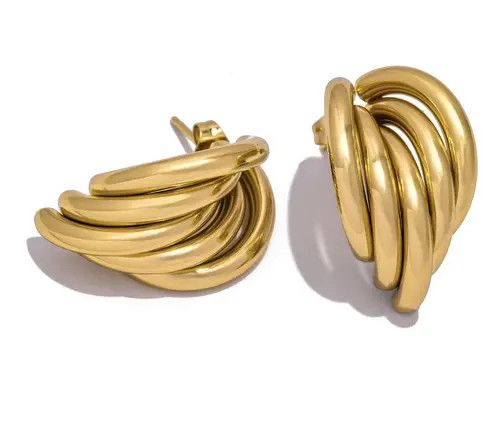Jewelry Stainless Steel Irregular Geometry Vintage Earrings in Gold, Women's