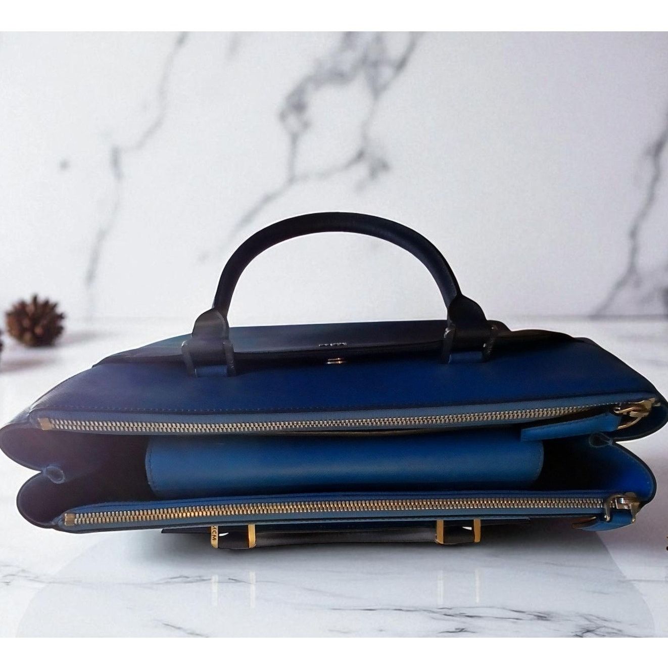 MCM MCM Saffiano Leather Handbag Two-Tone Blue Size ONE SIZE - 6 Thumbnail