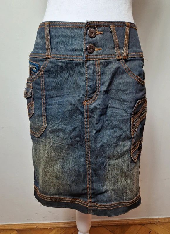 Vintage denim multipocket skirt y2k Japan Avant garde