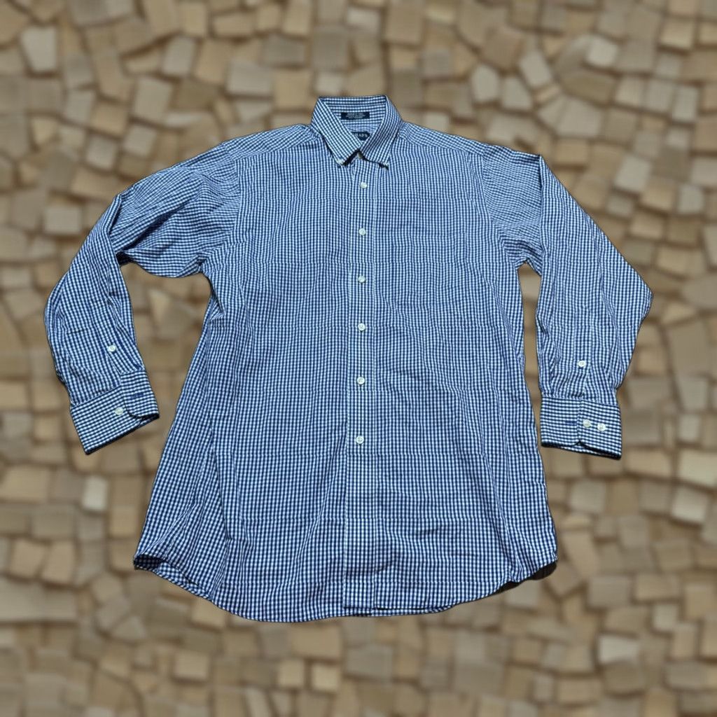 Chaps CHAPS Shirt Men's L Blue White Checkered Long Sleeve Button-Up Shirt Size US L / EU 52-54 / 3 - 1 Thumbnail