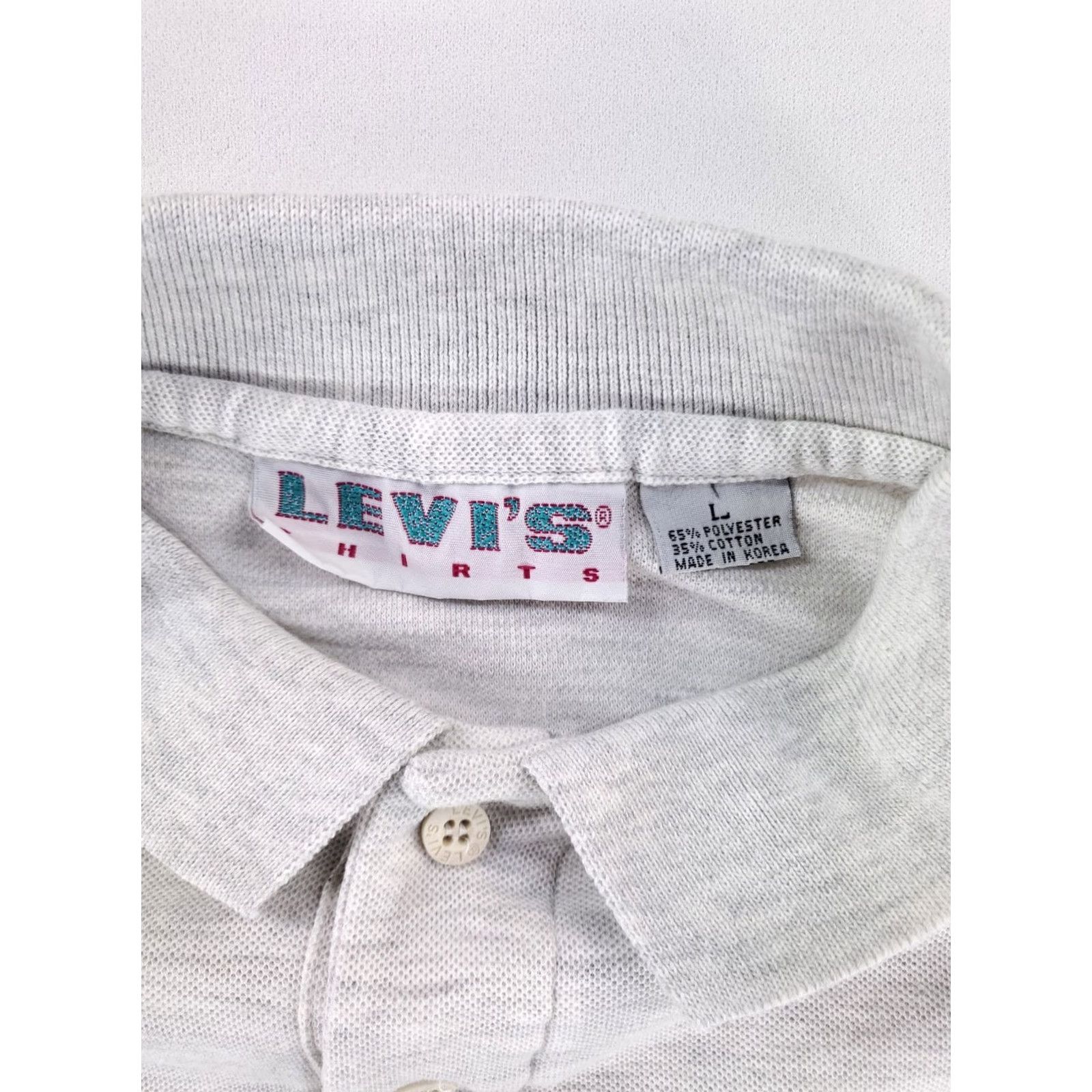 Levi's VINTAGE Levi's Polo Shirt Men's L White Gray Short Sleeve 90s Shirt Size US L / EU 52-54 / 3 - 2 Thumbnail