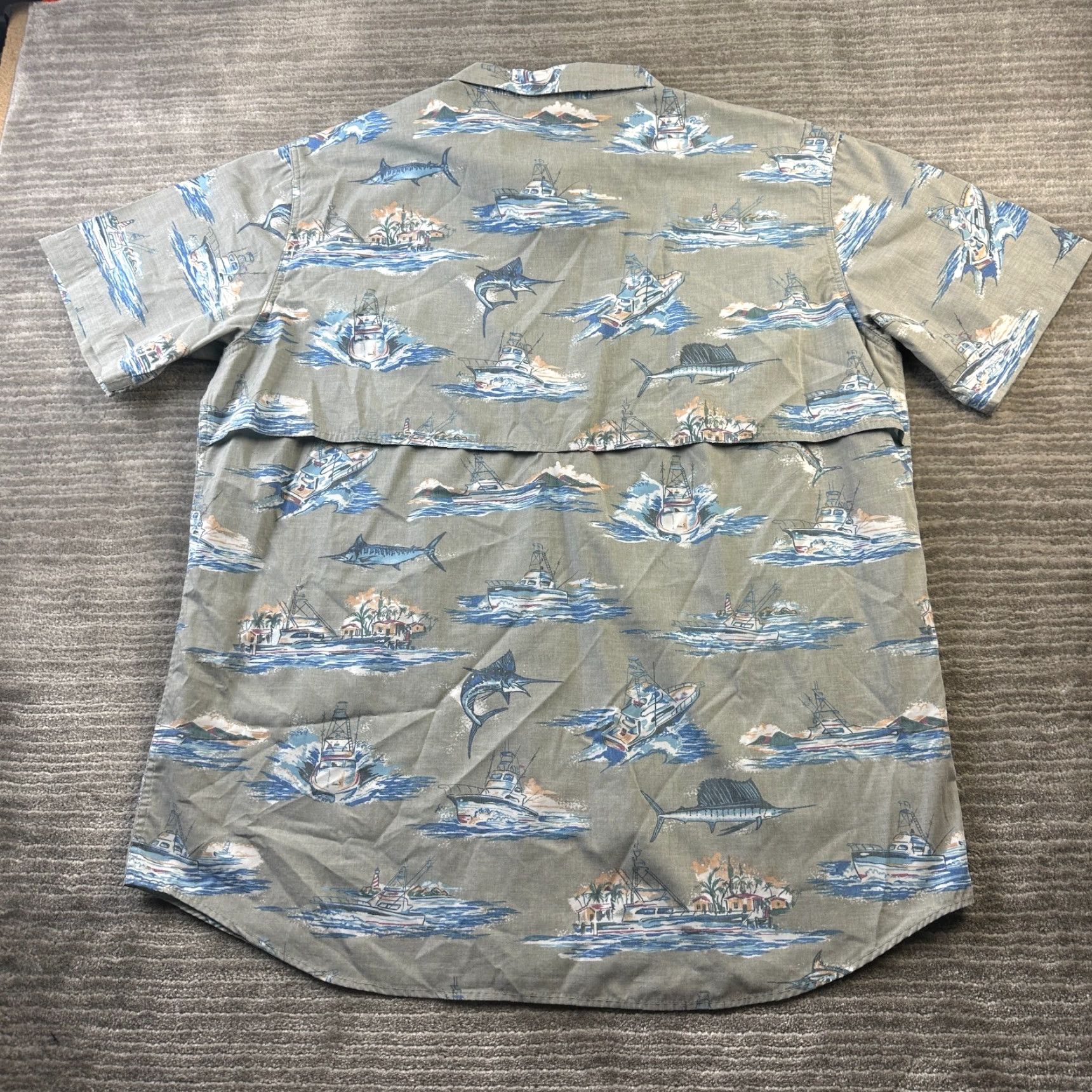 Vintage AFTCO Shirt Mens XL Gray Button-Up Vented Outdoor Breathable Pockets Short Sleeve Cotton Polyester Marlin Fishing Casual Formal Vintage No Size US XL / EU 56 / 4 - 2 Thumbnail
