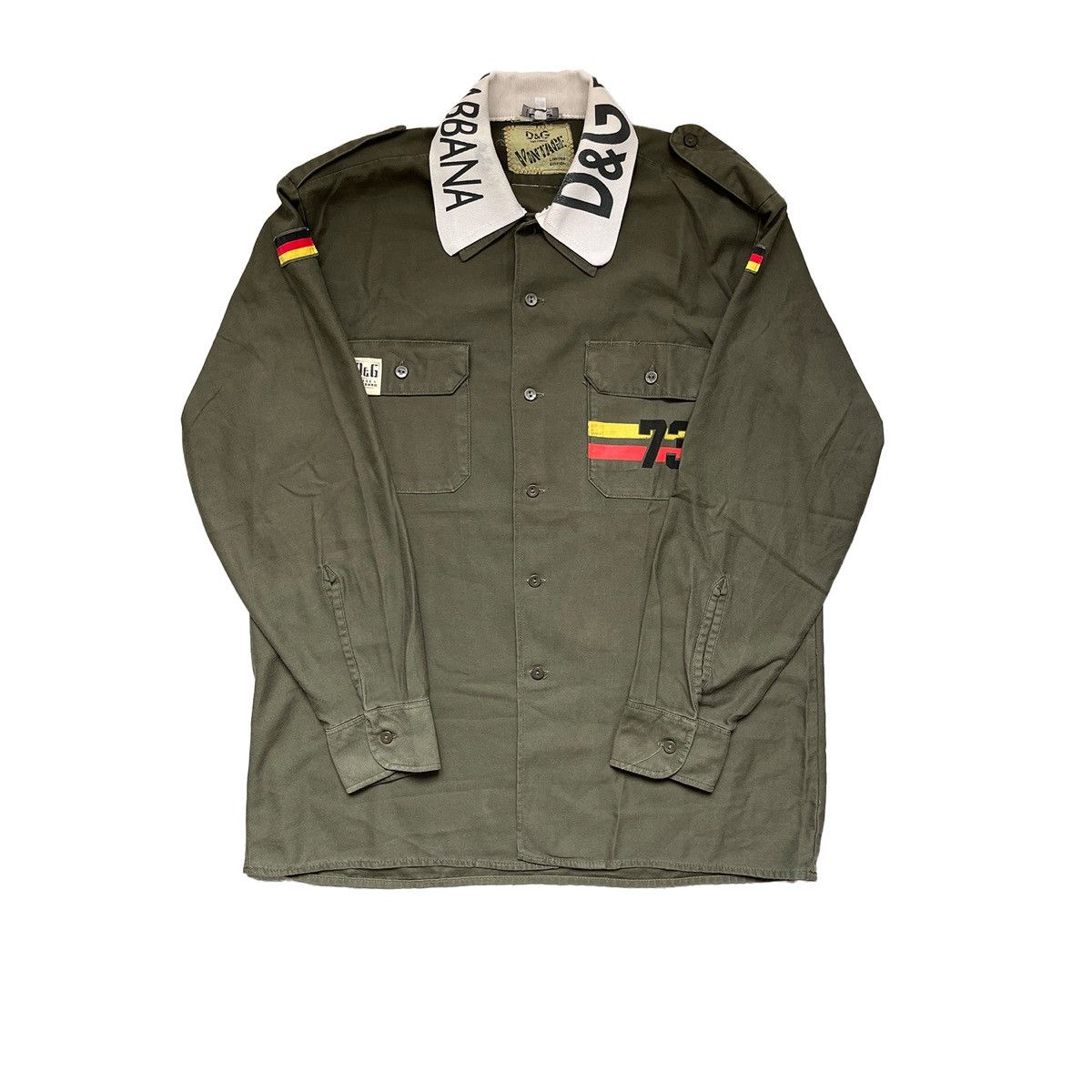 image of Dolce Gabbana Heritage Military Shirt in Green, Men's (Size Large)