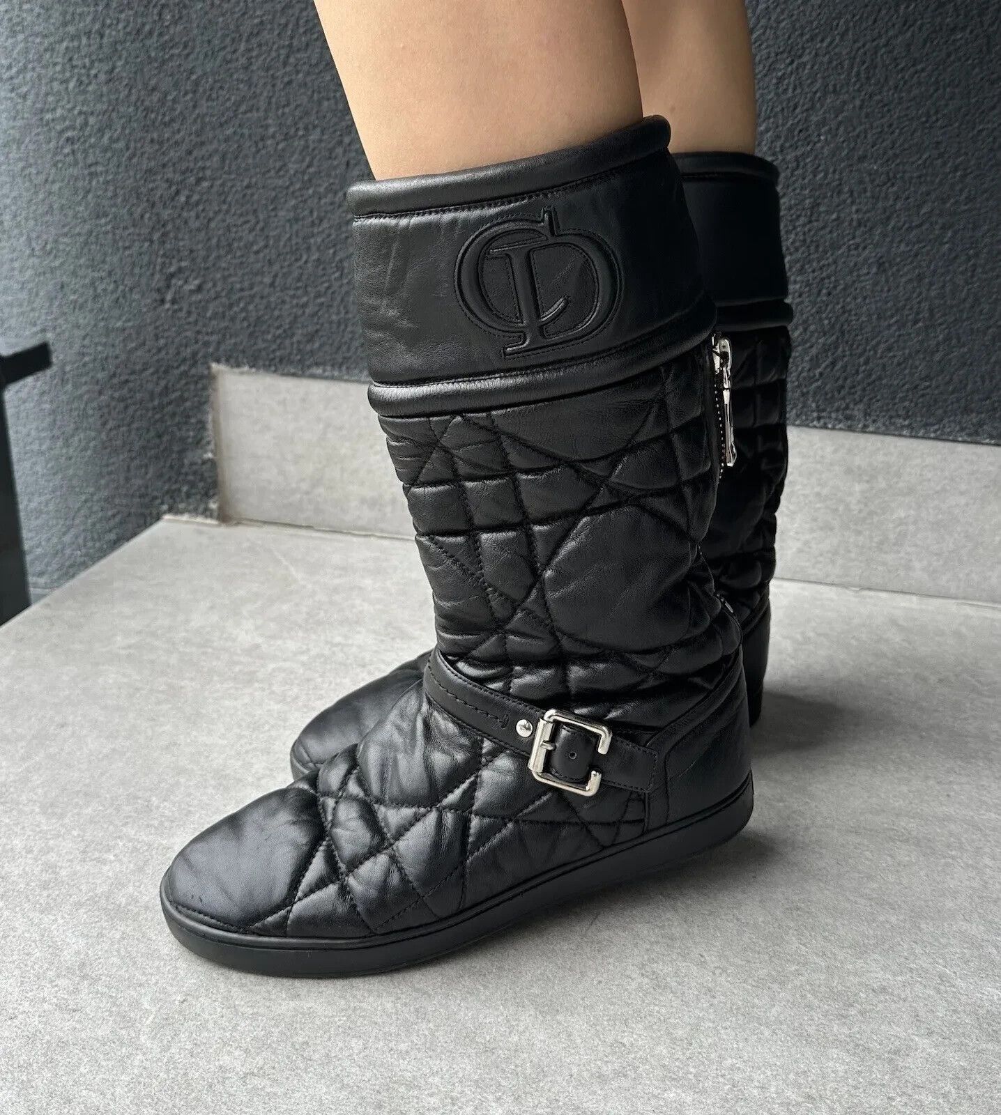 Dior CD Christian DIOR vintage women soft leather QUILTED BOOTS Size US 7.5 / IT 37.5 - 3 Thumbnail