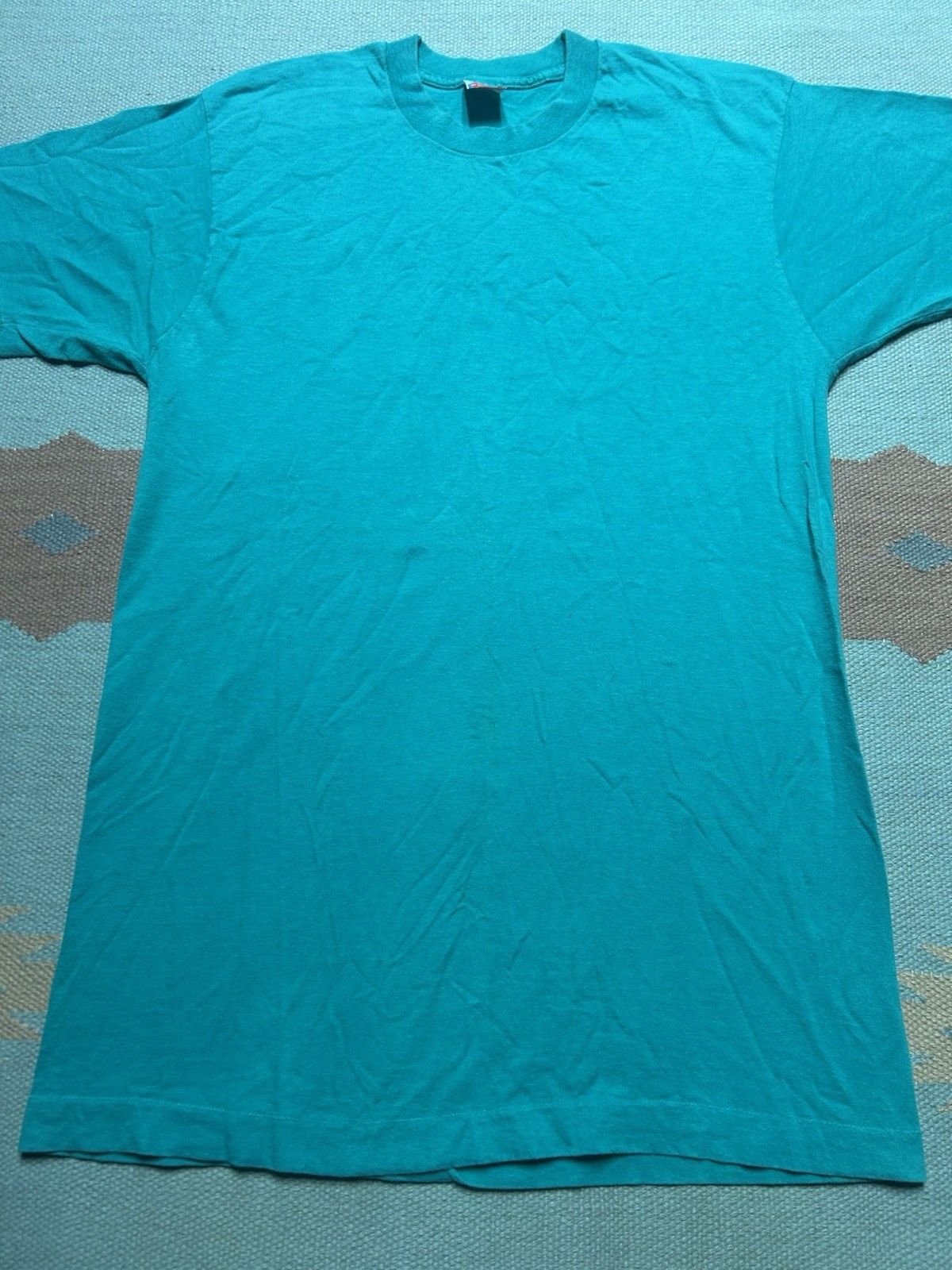 Vintage VTG 90s blank t shirt fruit of loom teal turquoise cotton L Size US L / EU 52-54 / 3 - 2 Thumbnail