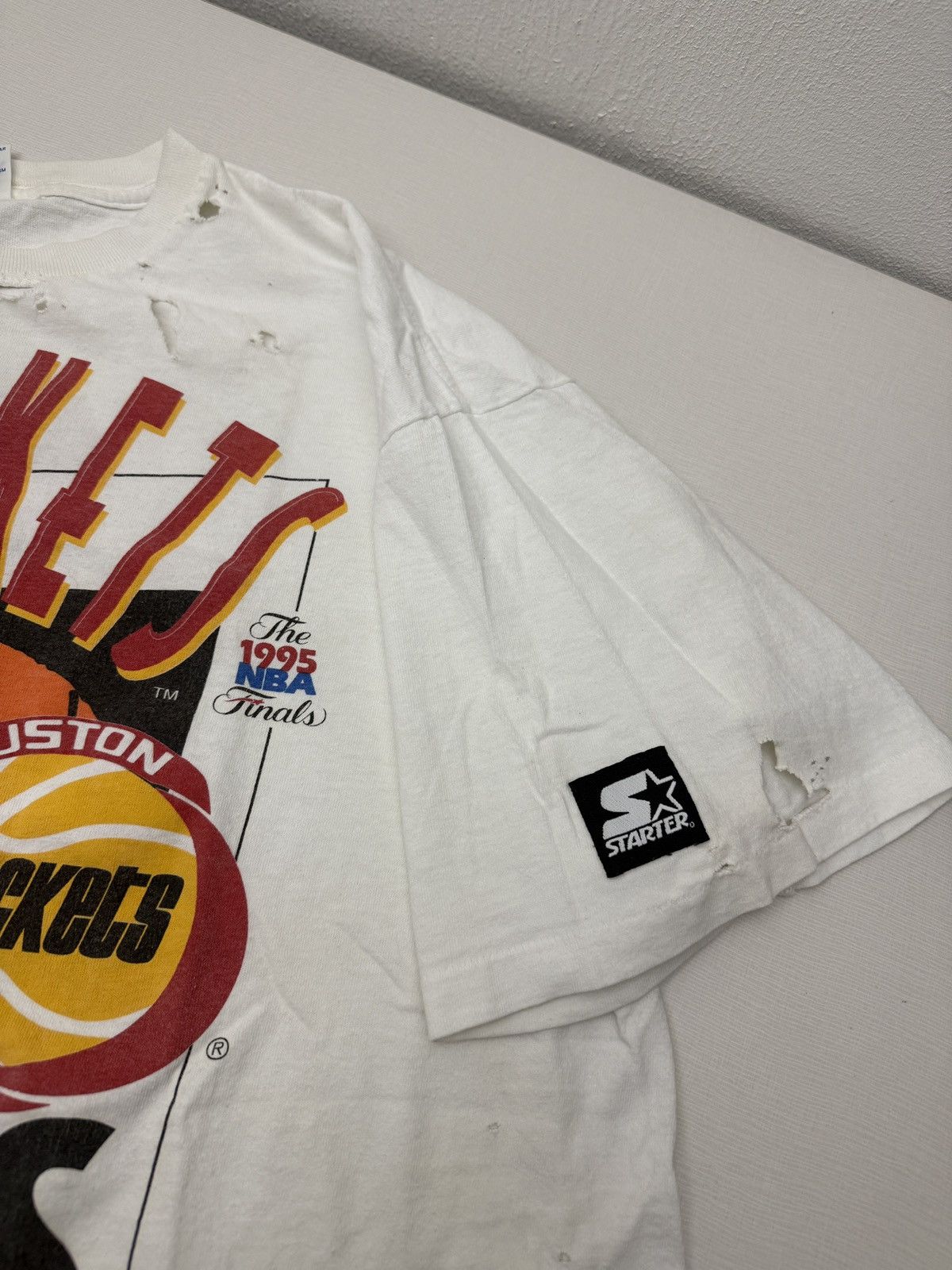 Starter Vtg 90s NBA Finals Houston Rockets Champs Distressed Trashed Size US XL / EU 56 / 4 - 10 Thumbnail