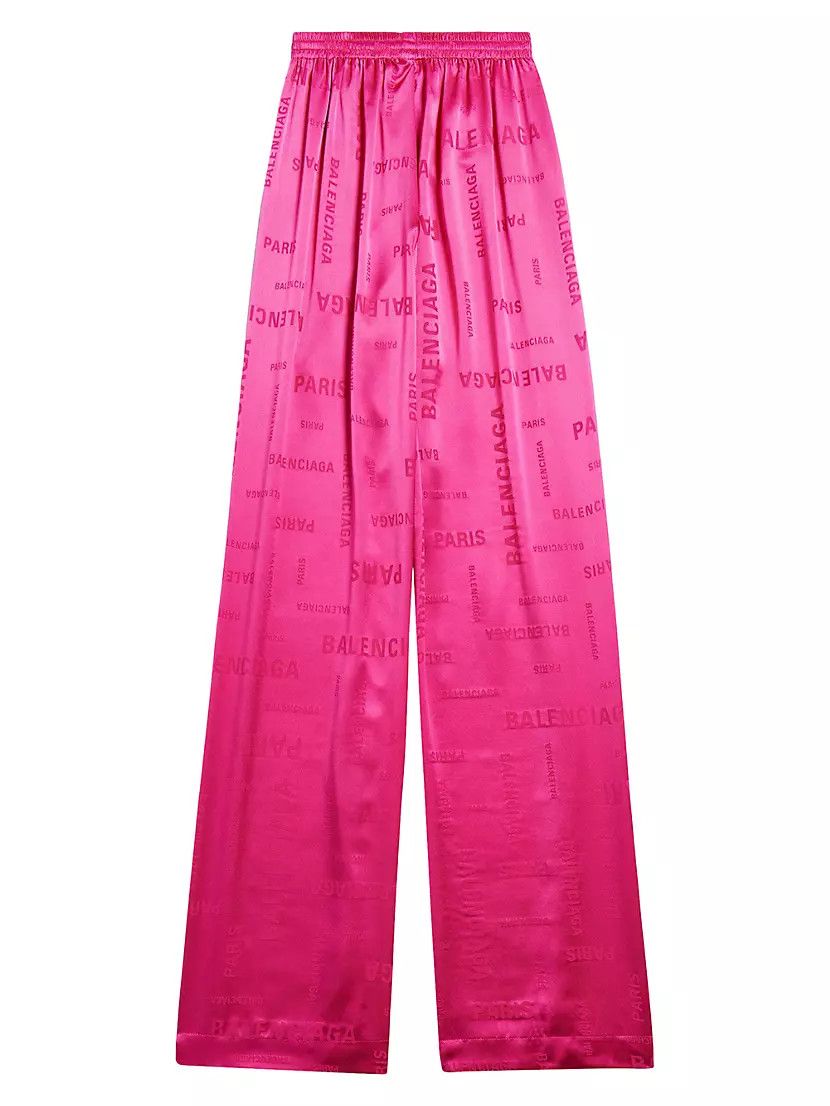 Balenciaga o1mt1gz0924 Bal Paris Allover Fluid Tracksuit Pants in Pink Size 28" / US 6 / IT 42 - 2 Thumbnail