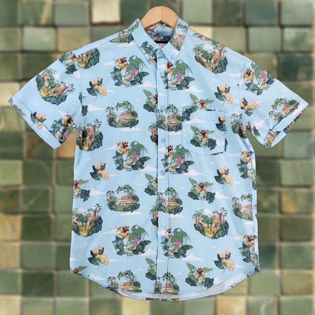 Vintage **RSVLTS Wolverine Sauron Mens Blue Hawaiian Shirt L** User: RSVLTS Wolverine Sauron Mens Blue Hawaiian Shirt L Size US L / EU 52-54 / 3 - 1 Thumbnail
