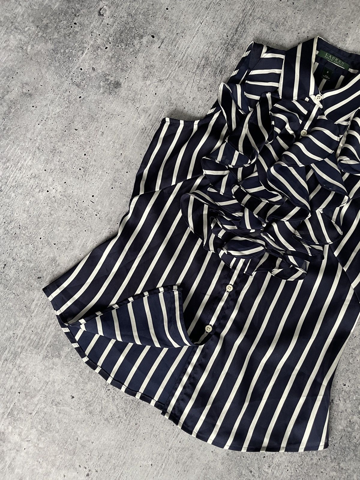 Polo Ralph Lauren Ralph Lauren Blue White Stripe Satin Blouse Top Size S(2) Size S / US 4 / IT 40 - 13 Thumbnail