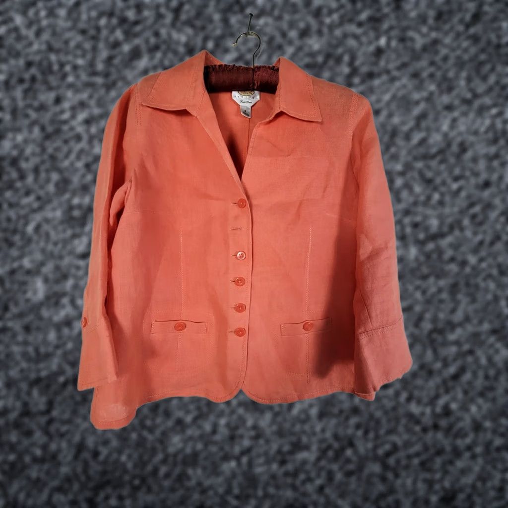 Talbots Talbots Petites Coral Linen Button Front Blazer Jacket 8P Casual Womens Blazer Size M / US 6-8 / IT 42-44 - 1 Thumbnail