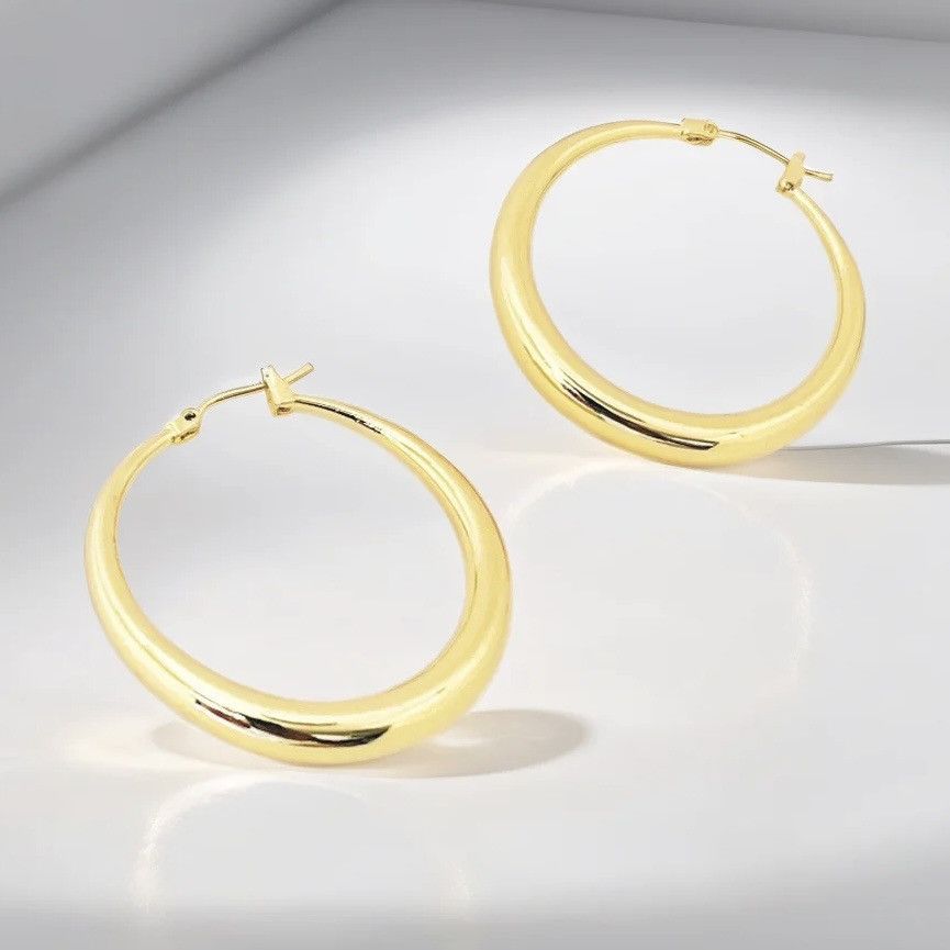Japanese Brand × Vintage Gold plated hoops earrings. Size ONE SIZE - 2 Thumbnail