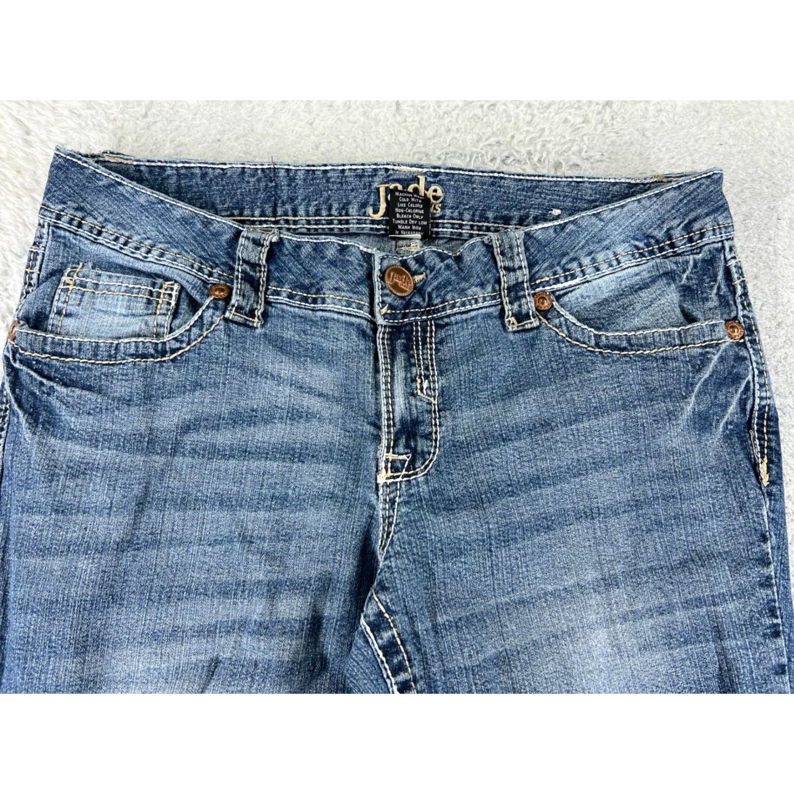 Vintage Jade Women's Flared Jeans Pants 30x30 Blue Denim Low Rise Stretch Casual Vintage 2000s Womens Size 34" / US 12 / IT 48 - 4 Thumbnail