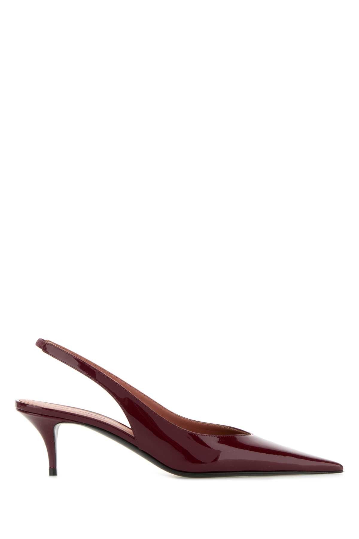 Amina Muaddi Burgundy Leather Anok Pumps Size US 9 / IT 39 - 1 Thumbnail