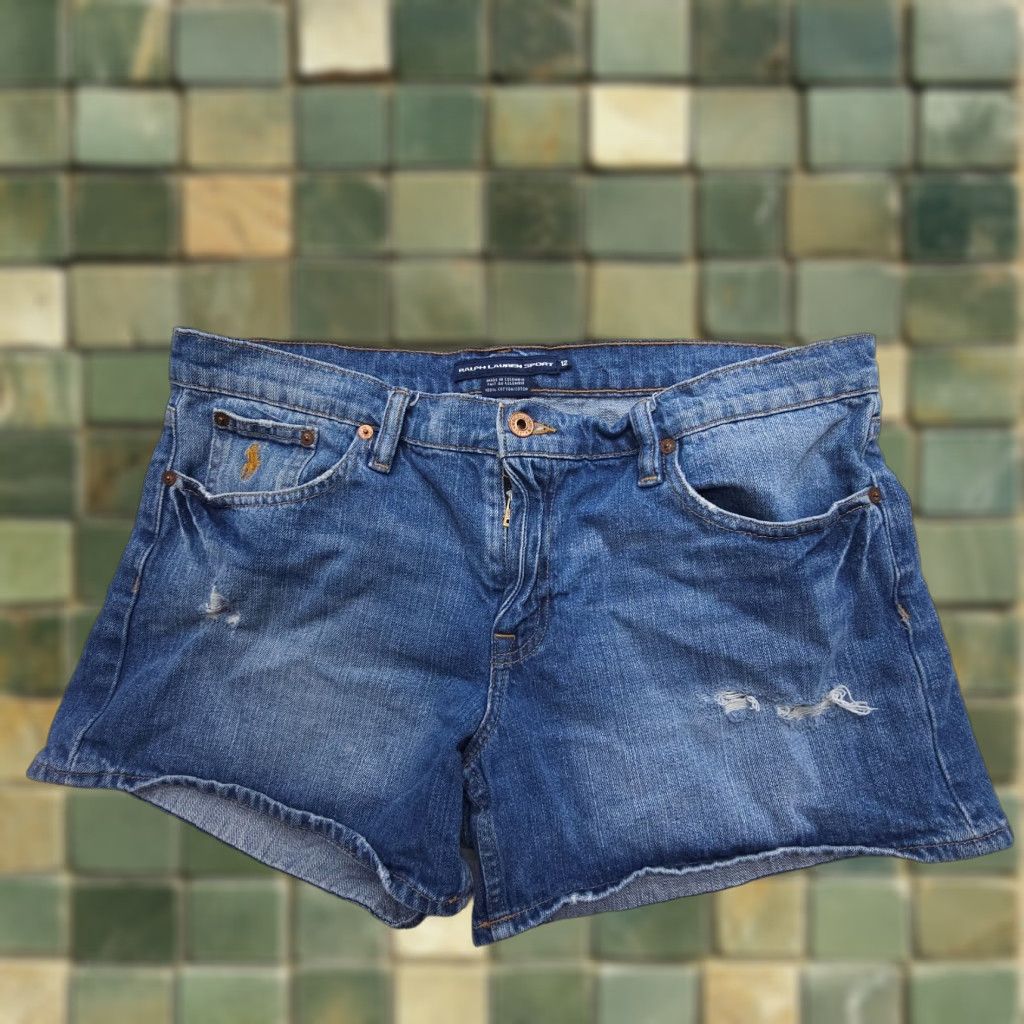 Polo Ralph Lauren Vtg / Y2K Ralph Lauren Sport Low Rise Micro Mini Shorts Size 12 Distressed Denim Size 34" / US 12 / IT 48 - 1 Thumbnail