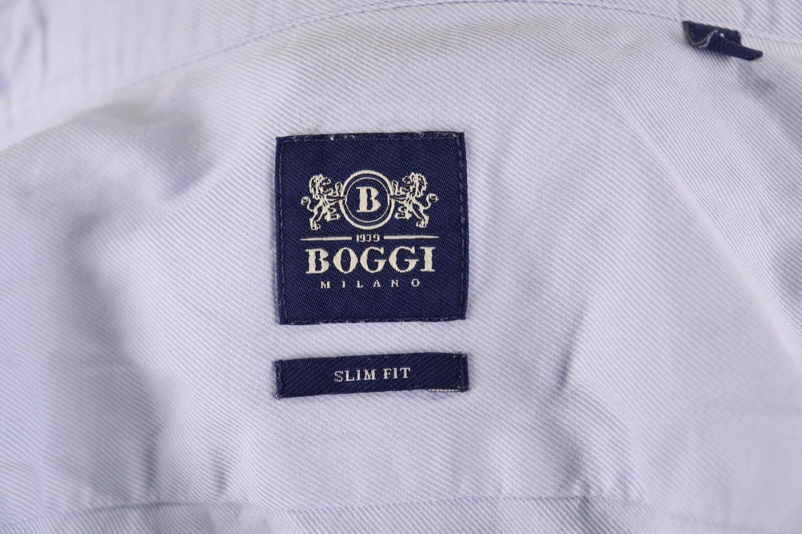 Designer Boggi Milano Slim Fit Blue Button Down Shirt Size 41 / 16 Size US M / EU 48-50 / 2 - 10 Thumbnail