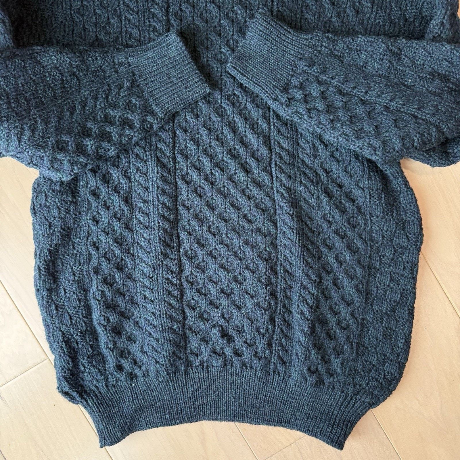 Aran Crafts × Vintage Aran Crafts Cable Knit Sweater Green Wool Ireland Fisherman Size US XL / EU 56 / 4 - 5 Thumbnail