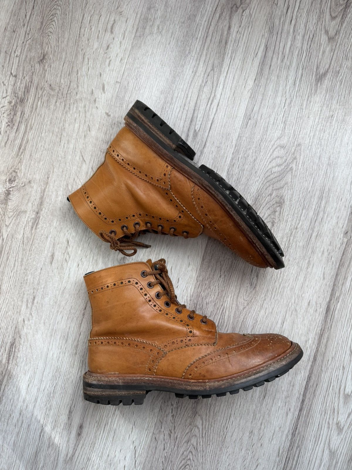 Tricker's Vintage Tricker’s Stow Country Brogue Boots Brown Leather Size US 8 / EU 41 - 1 Thumbnail