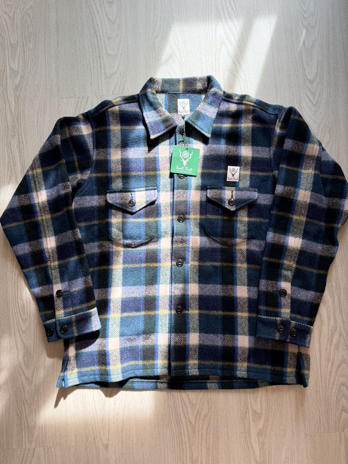 South2 West8 South2 West8 Smokey Flannel Shirt Green melton plaid, size L Size US L / EU 52-54 / 3 - 2 Thumbnail