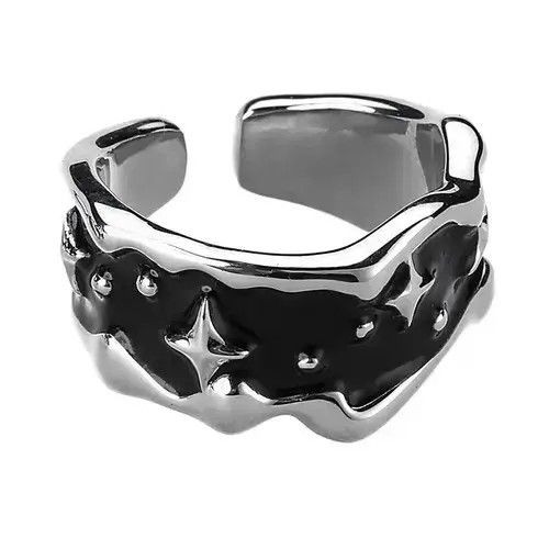 Ring Of Fire 2pcs Stars Irregular Punk Ring Rock Gothic Size ONE SIZE - 2 Thumbnail