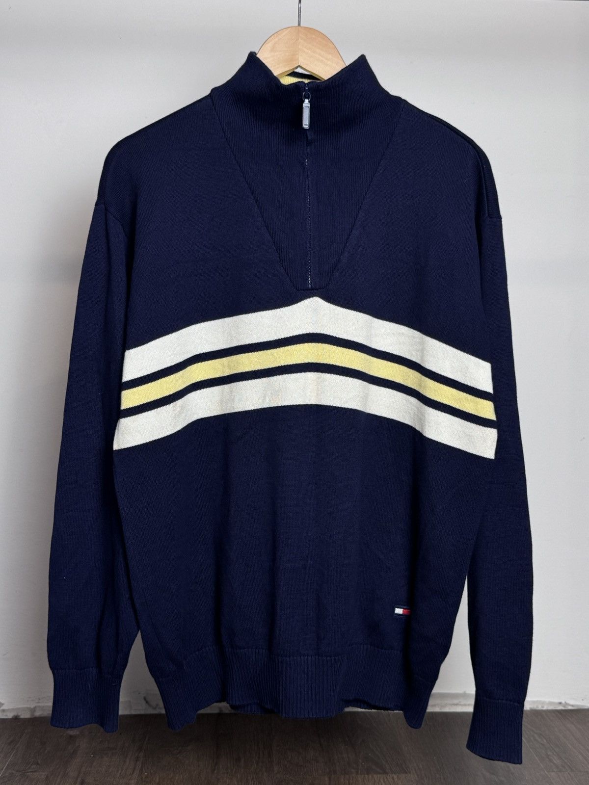 Tommy Hilfiger Tommy Hilfiger men's navy blue quarter-zip pullover sweater. Size US L / EU 52-54 / 3 - 1 Thumbnail