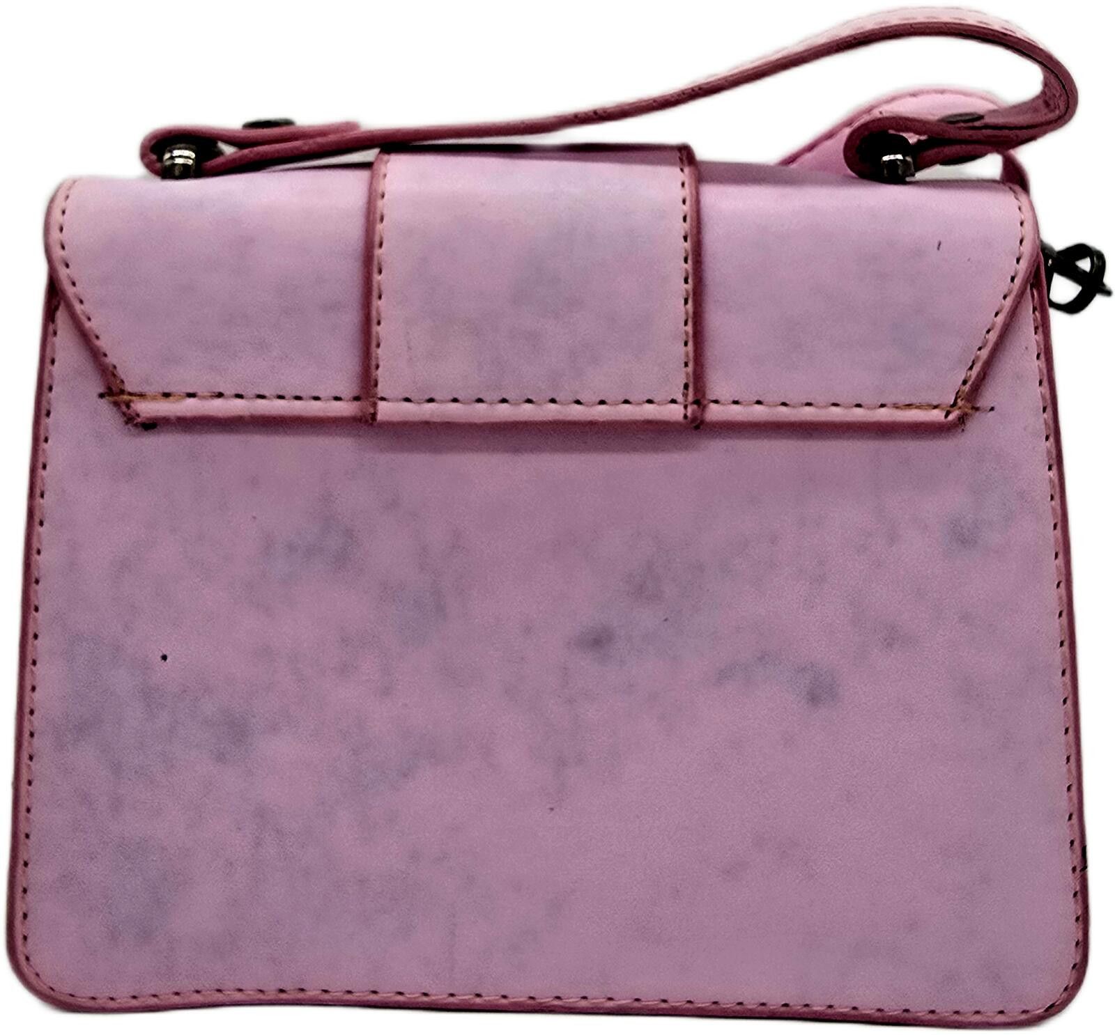 The Unbranded Brand Stylish Pink Faux Leather Shoulder Bag with Buckle Detail Size ONE SIZE - 3 Thumbnail