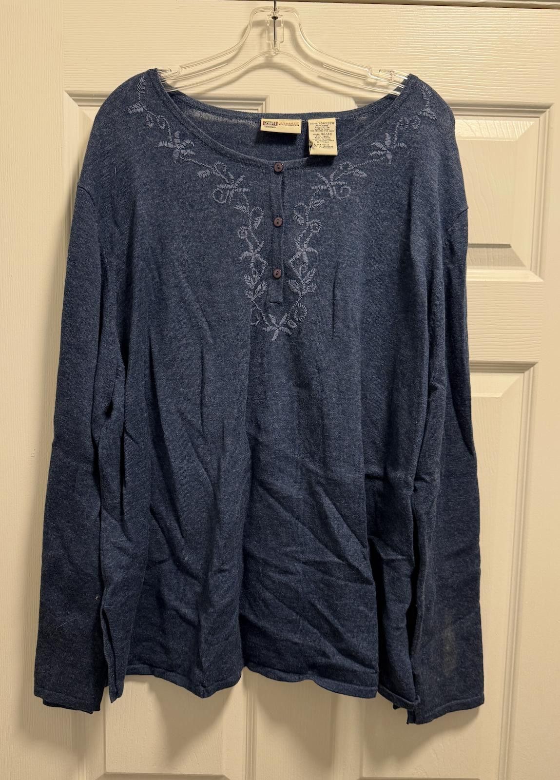 Faded Glory Vintage Faded Glory Ramie-Cotton Embroidered Blue Top Blouse Size M / US 6-8 / IT 42-44 - 1 Thumbnail