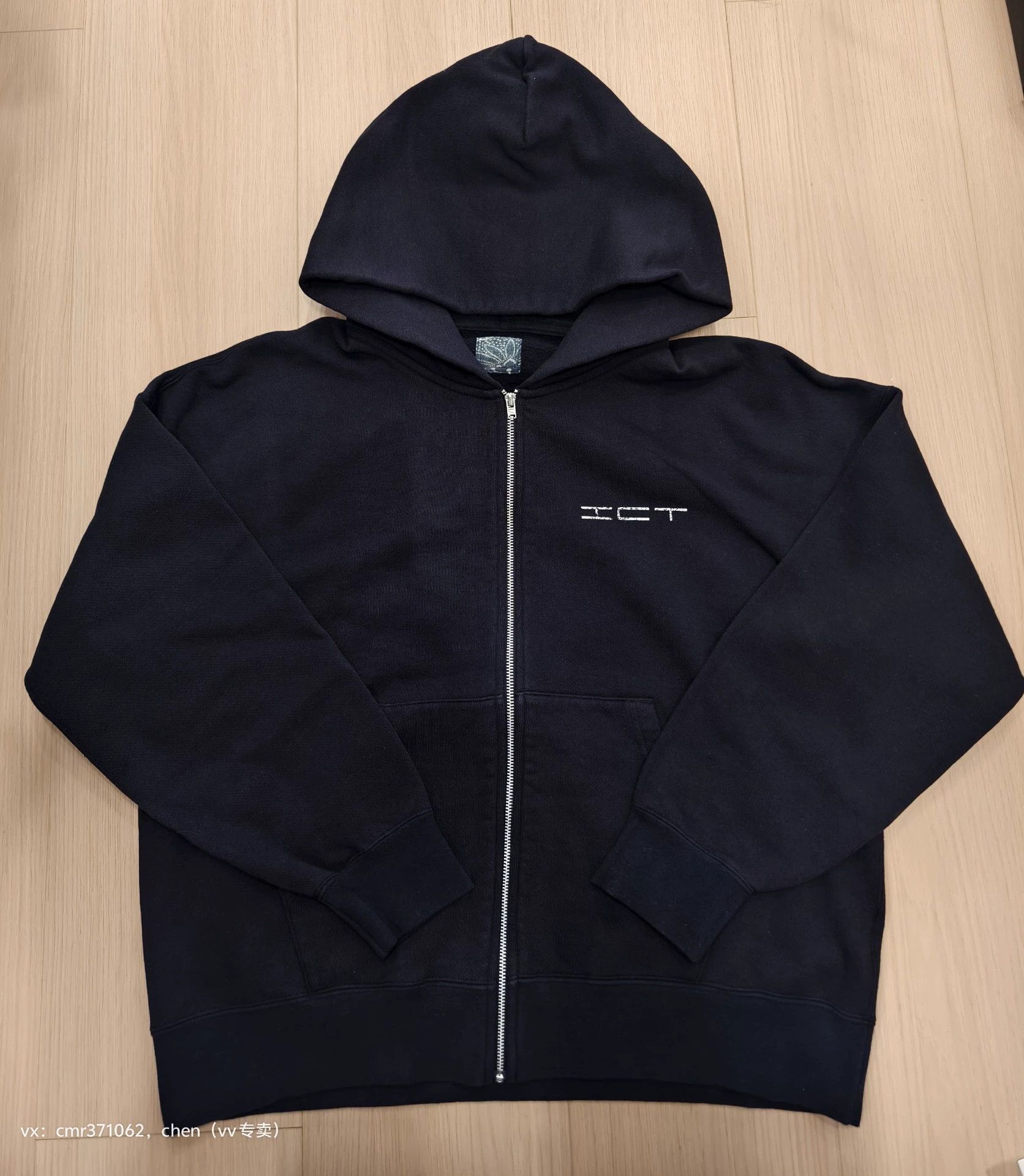 Visvim Black Zip-Up Hoodie with 'ICT' Embroidered Design Size US L / EU 52-54 / 3 - 1 Thumbnail