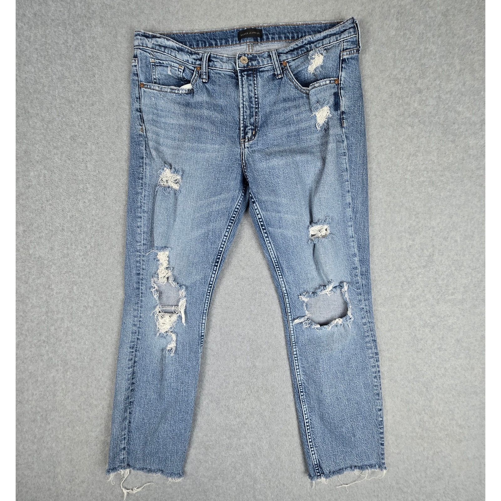 Silver Jeans Co. Silver Jeans 36x27 Not Your Boyfriends Distressed Raw Hem Size 36" / US 14 / IT 50 - 2 Thumbnail