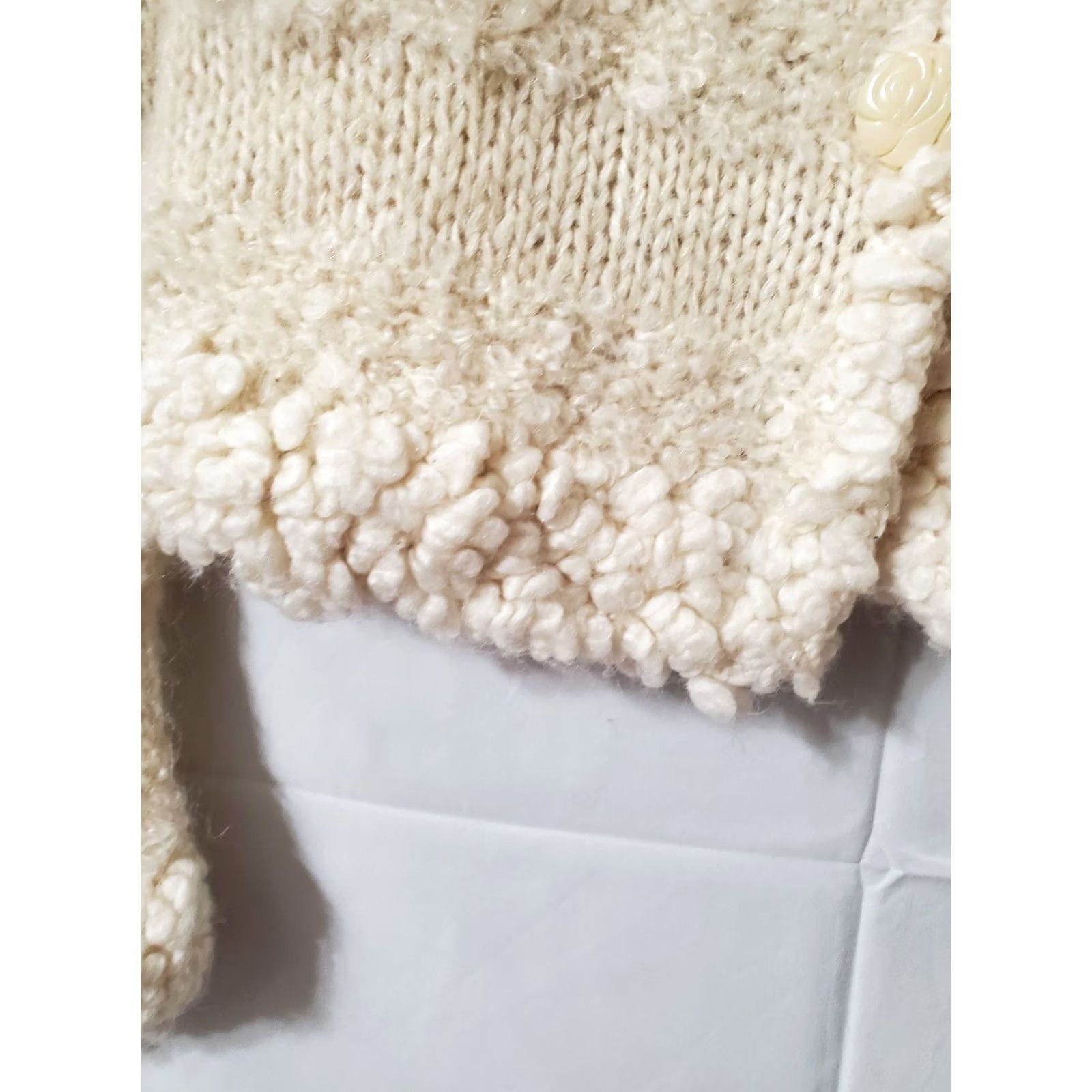 Anthropologie VINTAGE Anthropologie Sweater Cardigan Women XS Ivory Solid High Neck Long Sleeve Button Up Cozy Winter Fall Holiday Size XS / US 0-2 / IT 36-38 - 3 Thumbnail