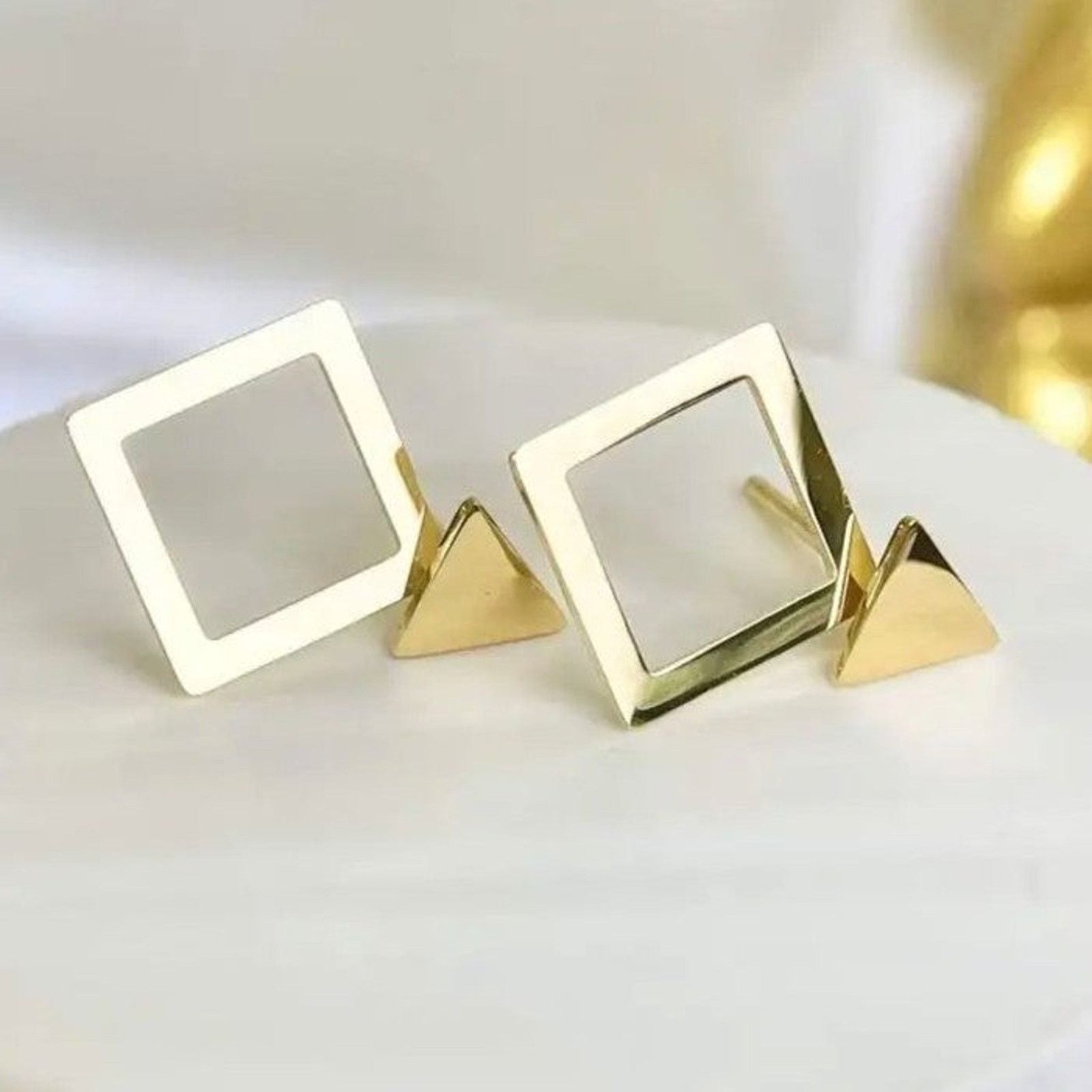 Other 18k Gold Geometric Stud Transformer Earrings Gold NWT Size ONE SIZE - 5 Thumbnail