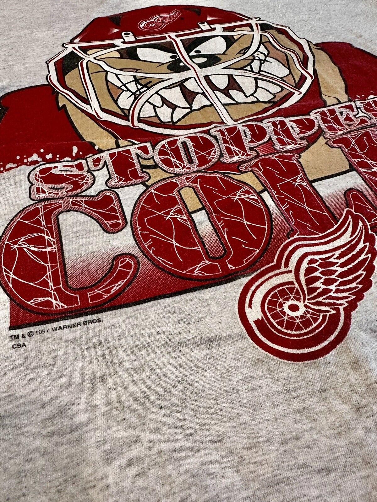 Designer 1997 Looney Tunes Taz Detroit Red Wings T-shirt XL Vintage Size US XL / EU 56 / 4 - 4 Thumbnail