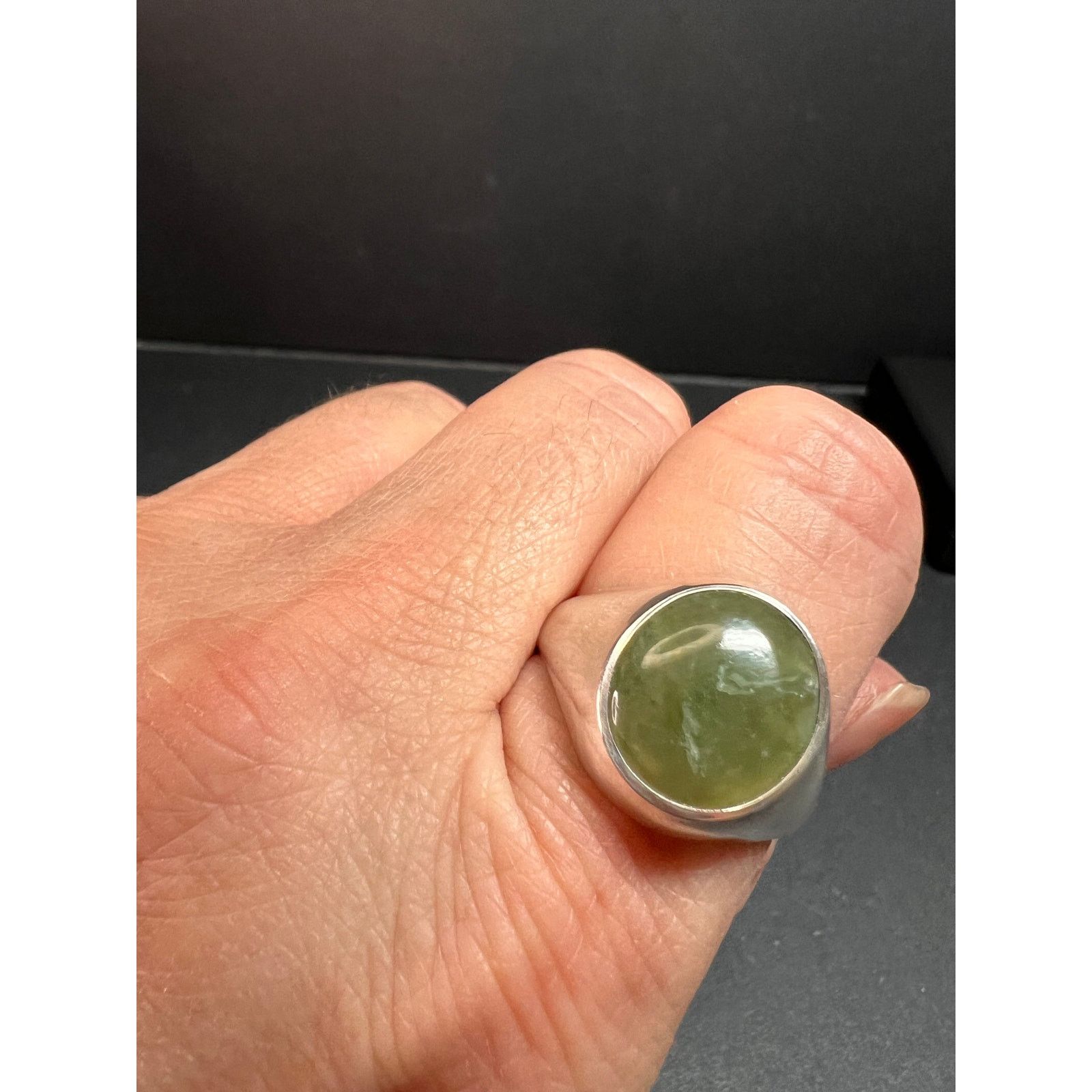 Other Vintage nephrite Jade sterling silver ring size 11 Size ONE SIZE - 2 Thumbnail