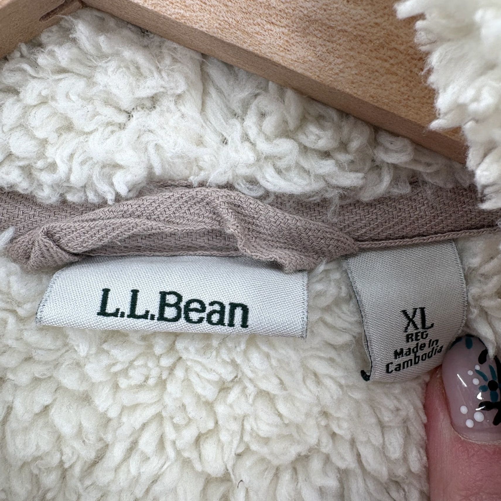 Vintage LL Bean Coatigan Jacket Womens XL Beige Sherpa Fleece Lined Open Front Cardigan Size XL / US 12-14 / IT 48-50 - 4 Thumbnail