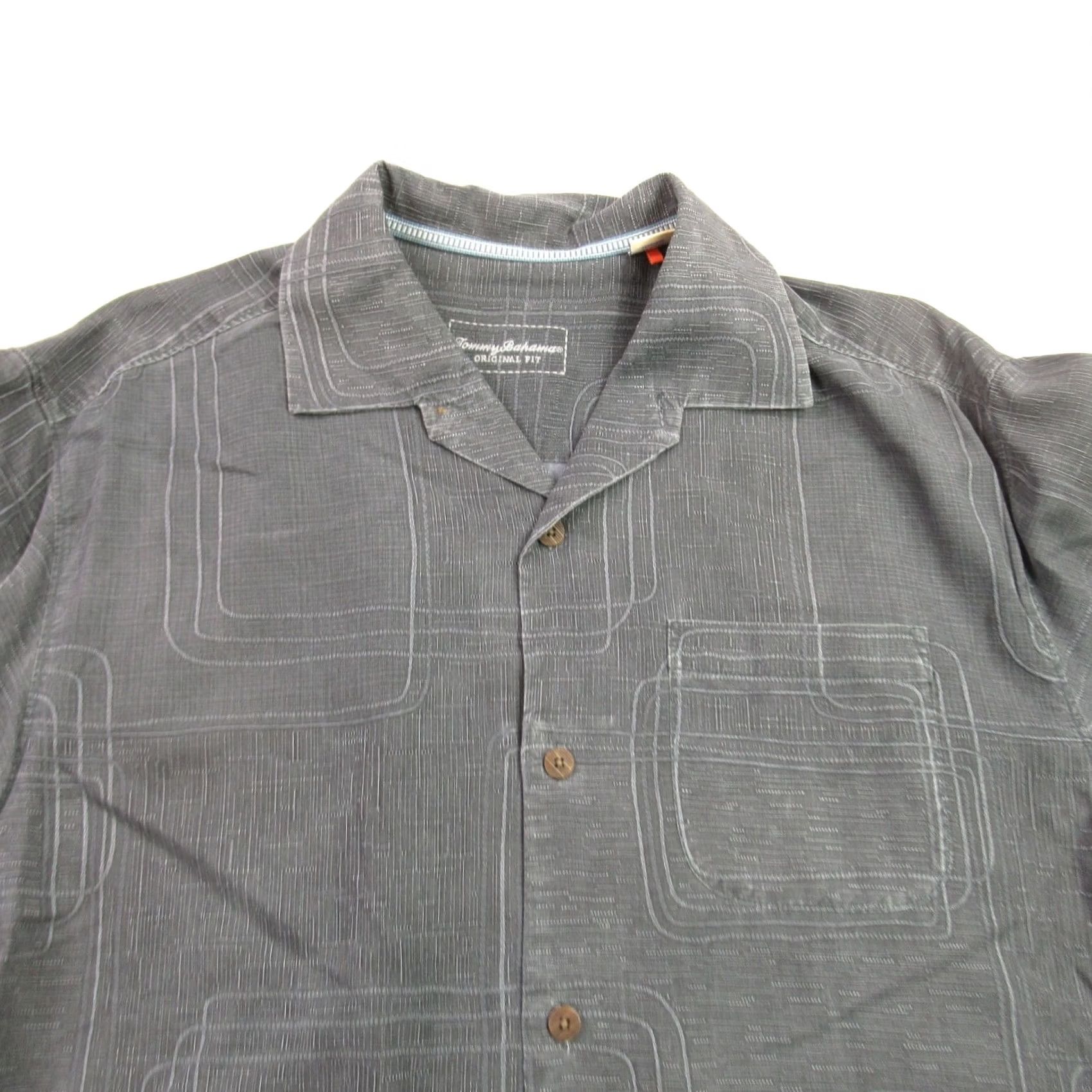 Tommy Bahama Tommy Bahama Shirt Mens Large Silk Short Sleeve Button Front Lightweight Gray Size US XL / EU 56 / 4 - 3 Thumbnail