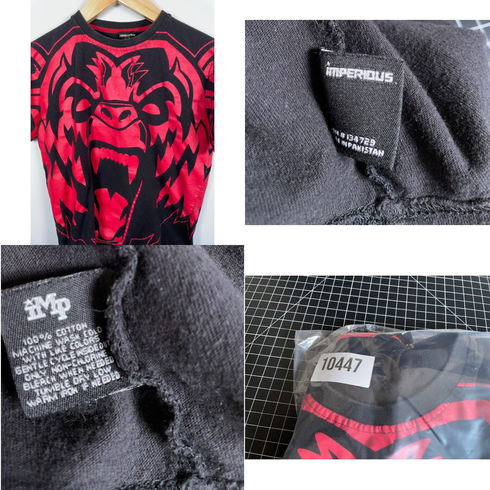 Vintage Imperious Gorilla AOP T-Shirt Adult Large Black Red Ape All Over Print Size US L / EU 52-54 / 3 - 8 Thumbnail