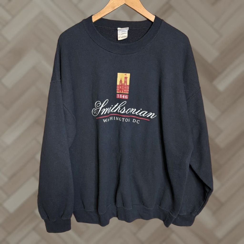 Vintage VINTAGE Smithsonian Institution Sweatshirt XL Black Washington DC Crewneck Mens Size US XL / EU 56 / 4 - 1 Thumbnail