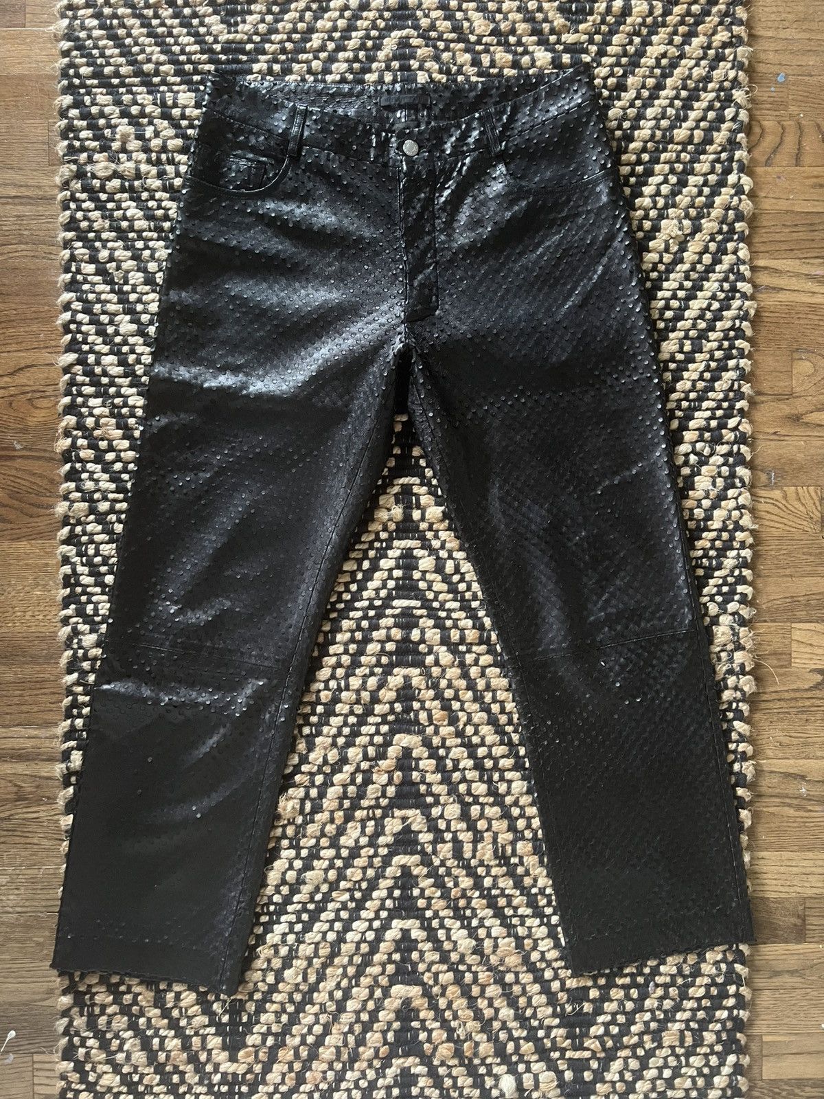 Helmut Lang Helmut Lang SS01 Black Perforated Leather Straight Leg Pants Size US 32 / EU 48 - 1 Thumbnail