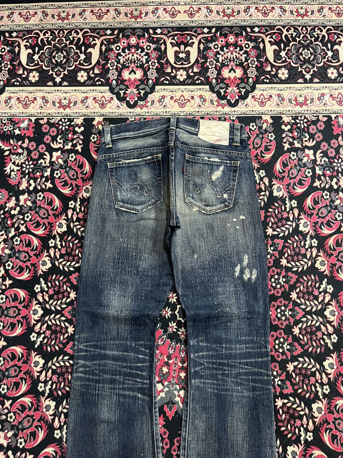 If Six Was Nine Edwin 503 Sashiko Pocket Studded Skull Painting Flare Jeans Size 28" / US 6 / IT 42 - 6 Thumbnail
