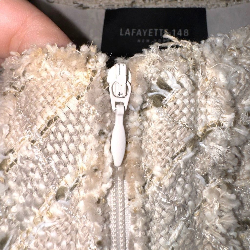 Lafayette 148 Lafayette 148 Tweed Full Zip Noelle Jacket in Cream Size L / US 10 / IT 46 - 3 Thumbnail