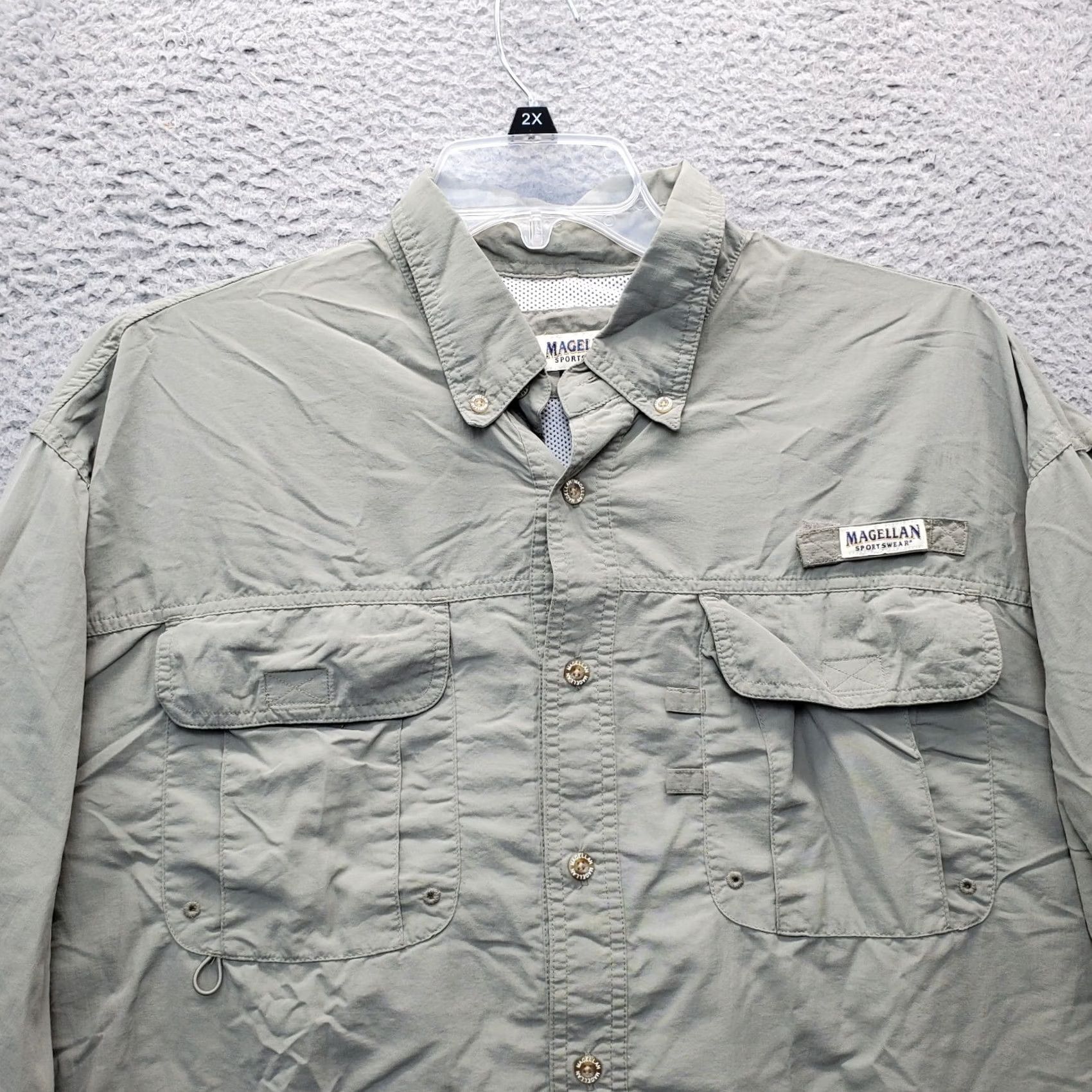 Vintage Magellan Sportswear Men Button-Up Shirt 2XL Green Pocket Collar Down Casual Outdoor 1990s? Size US XXL / EU 58 / 5 - 3 Thumbnail