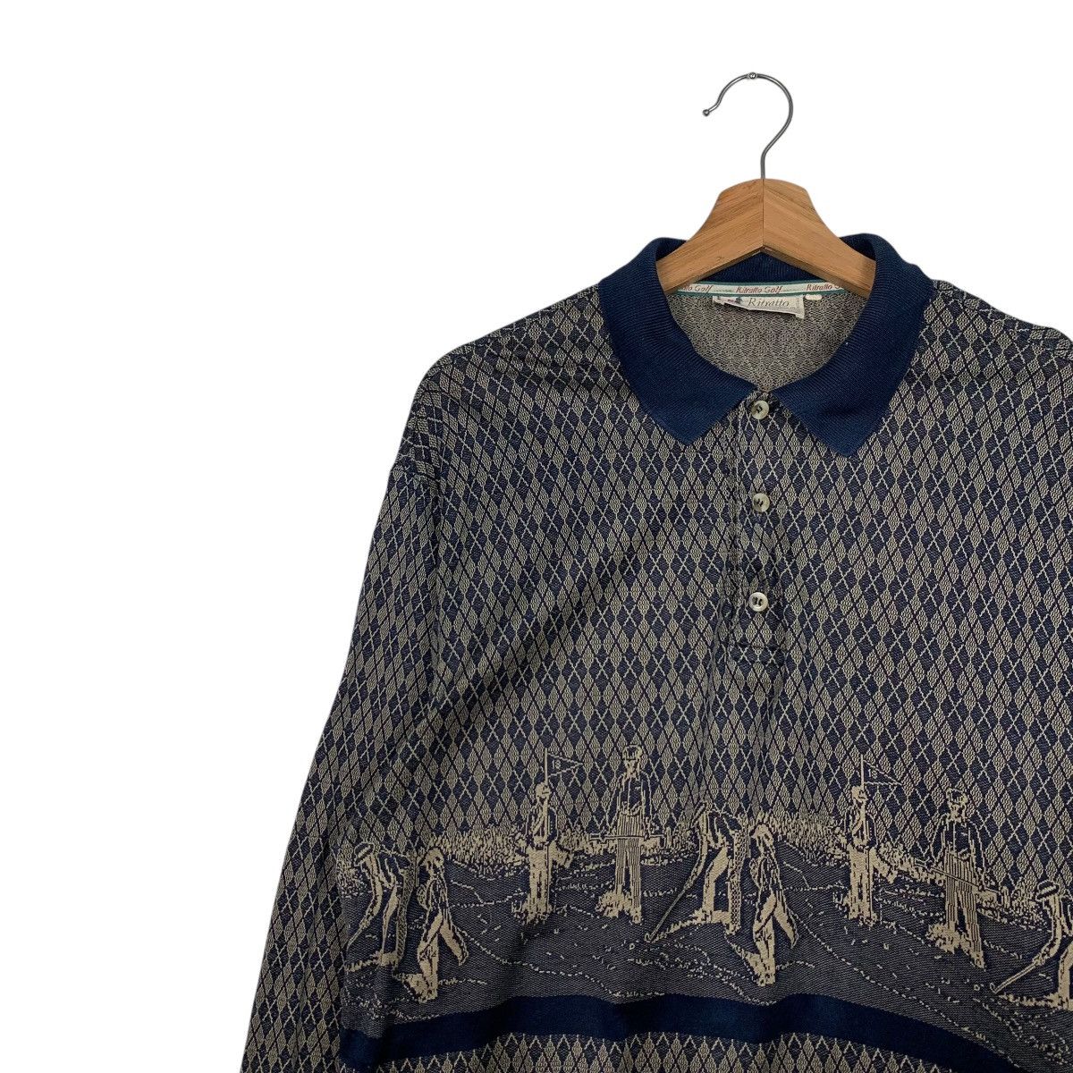 Vintage RITRATTO GOLF Overprint Long Sleeve Polos #1562-C70 Size US L / EU 52-54 / 3 - 6 Thumbnail