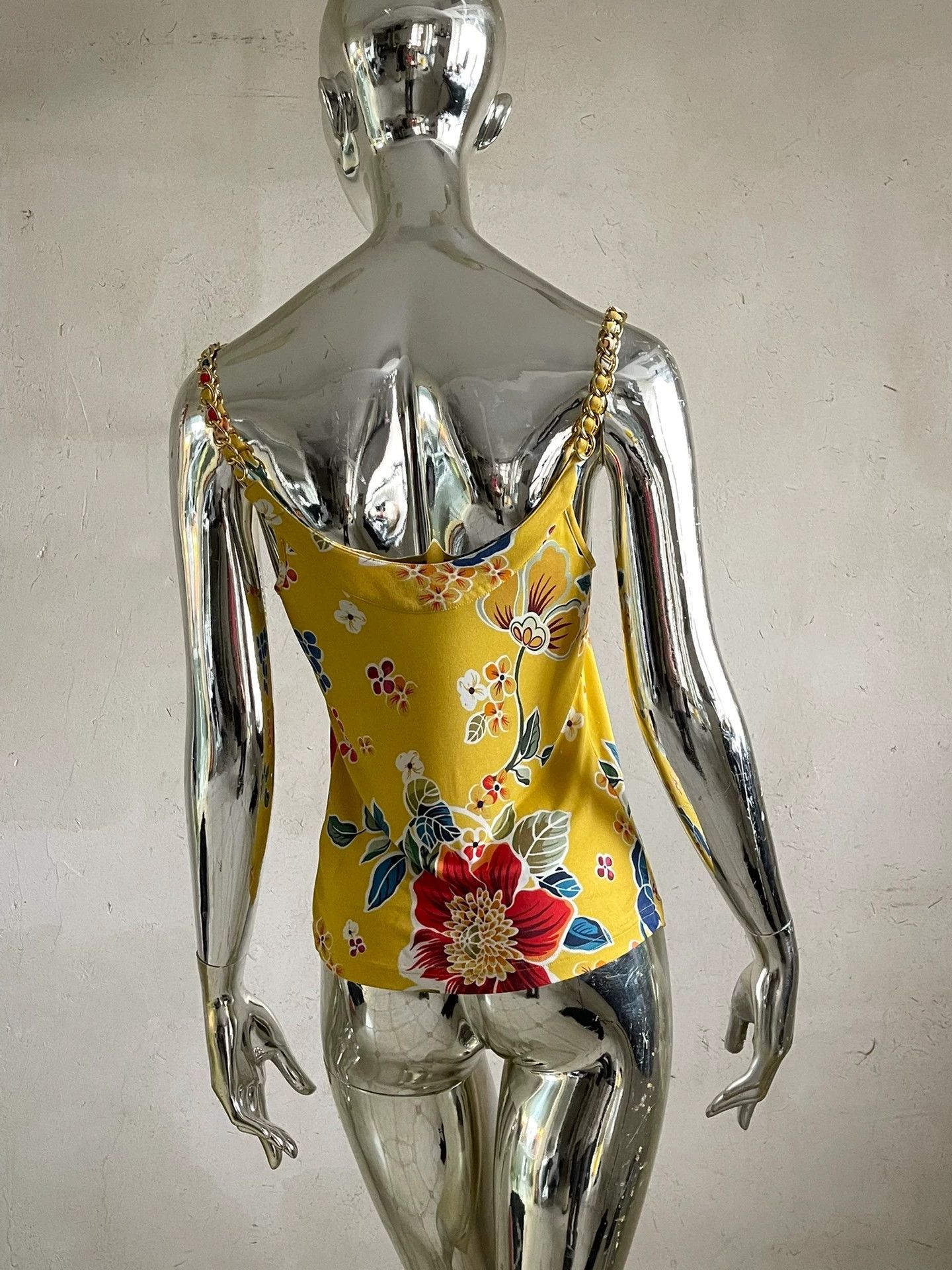 Dolce & Gabbana D&G Vibrant Floral Print Metal Chain Camisole 42 Size M / US 6-8 / IT 42-44 - 4 Thumbnail